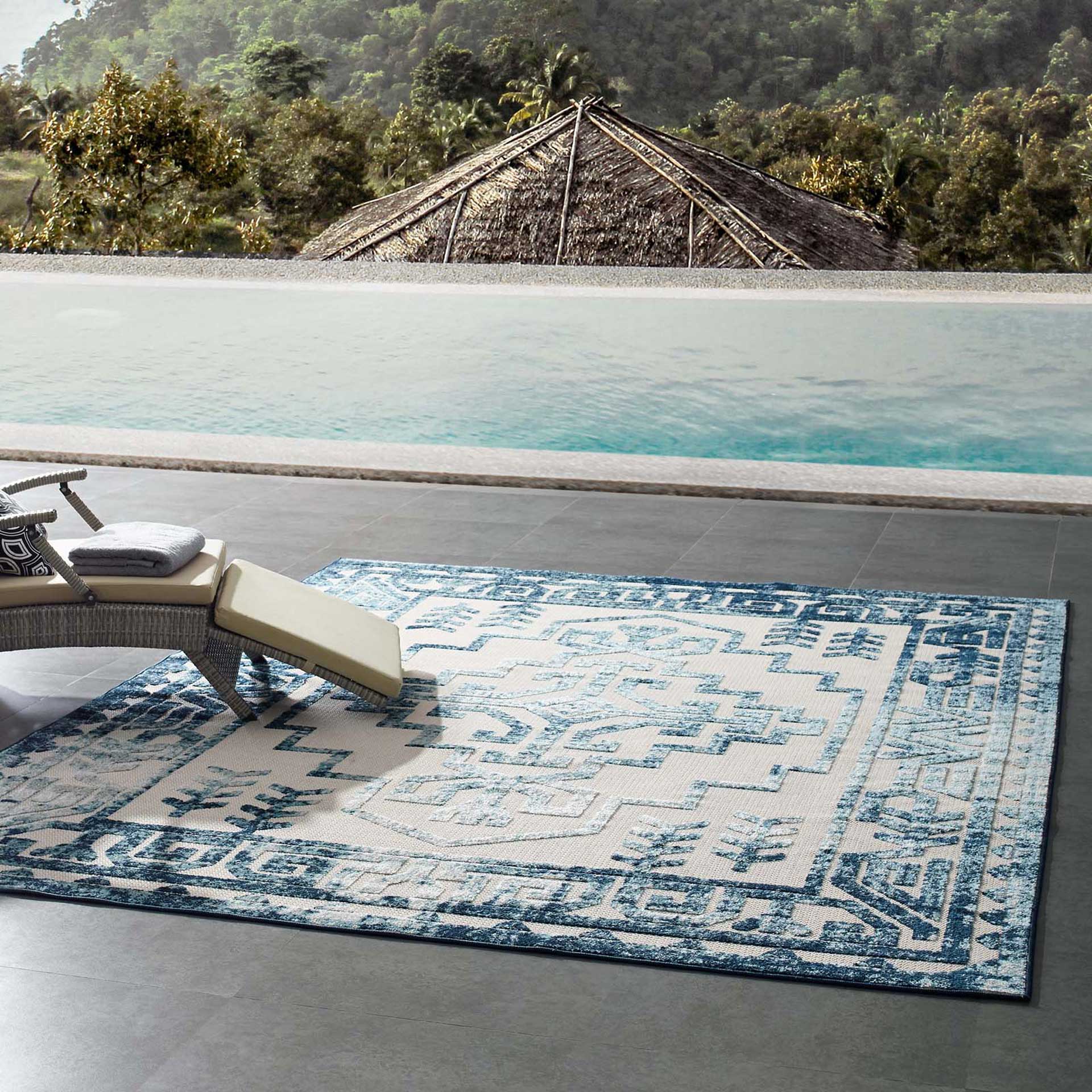 Redcliff Southwestern Area Rug Ivory/Blue - Image 7