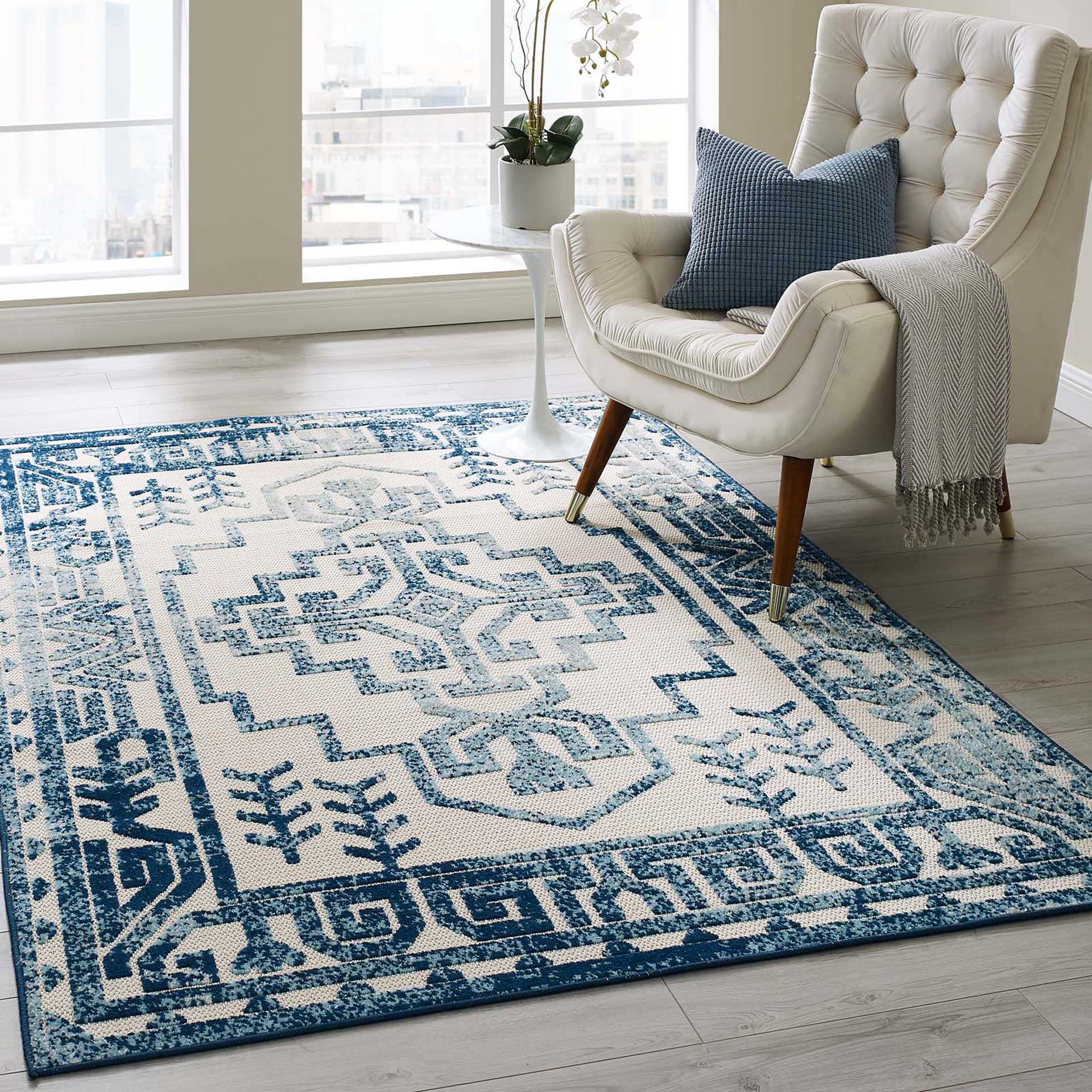 Redcliff Southwestern Area Rug Ivory/Blue - Image 8