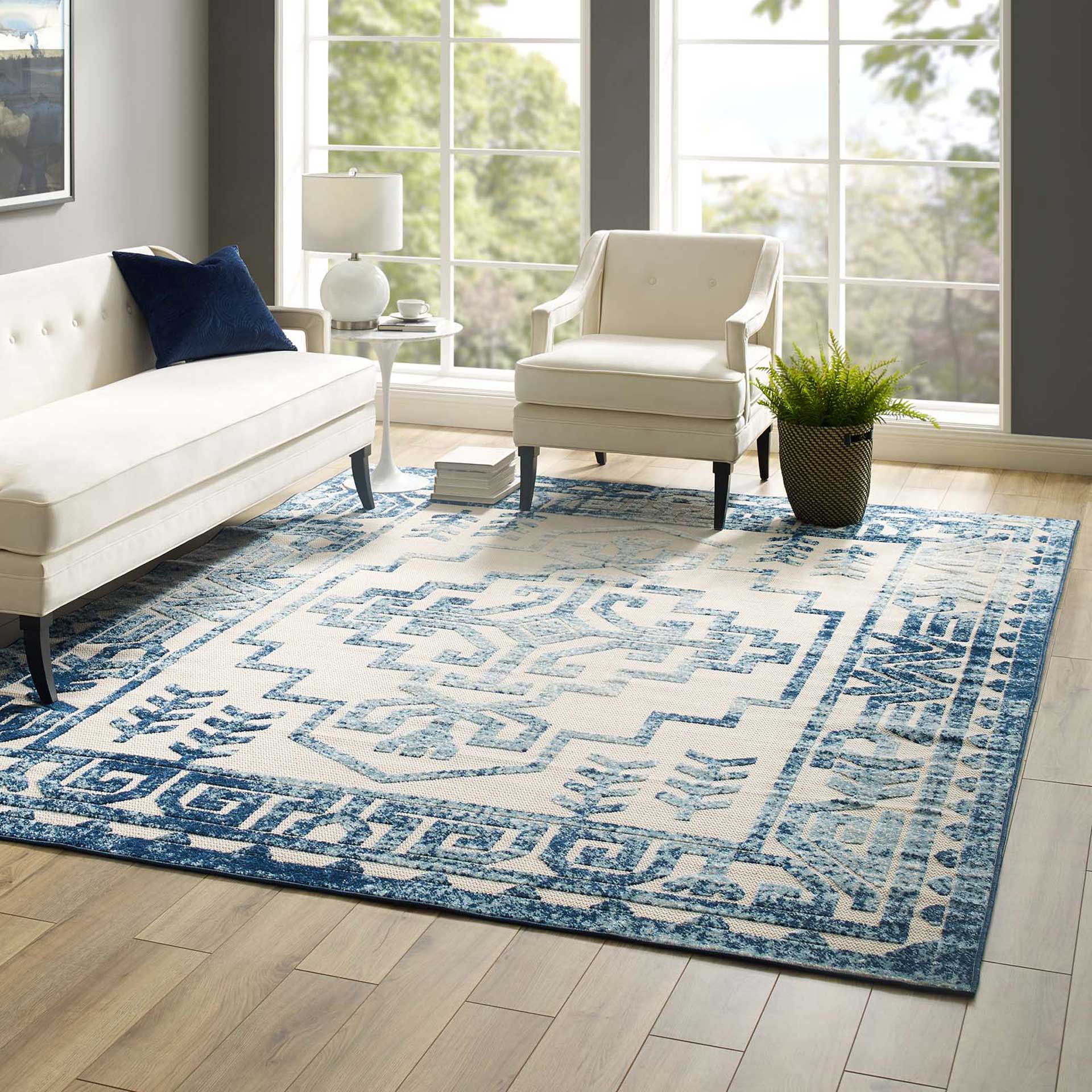 Redcliff Southwestern Area Rug Ivory/Blue - Image 9