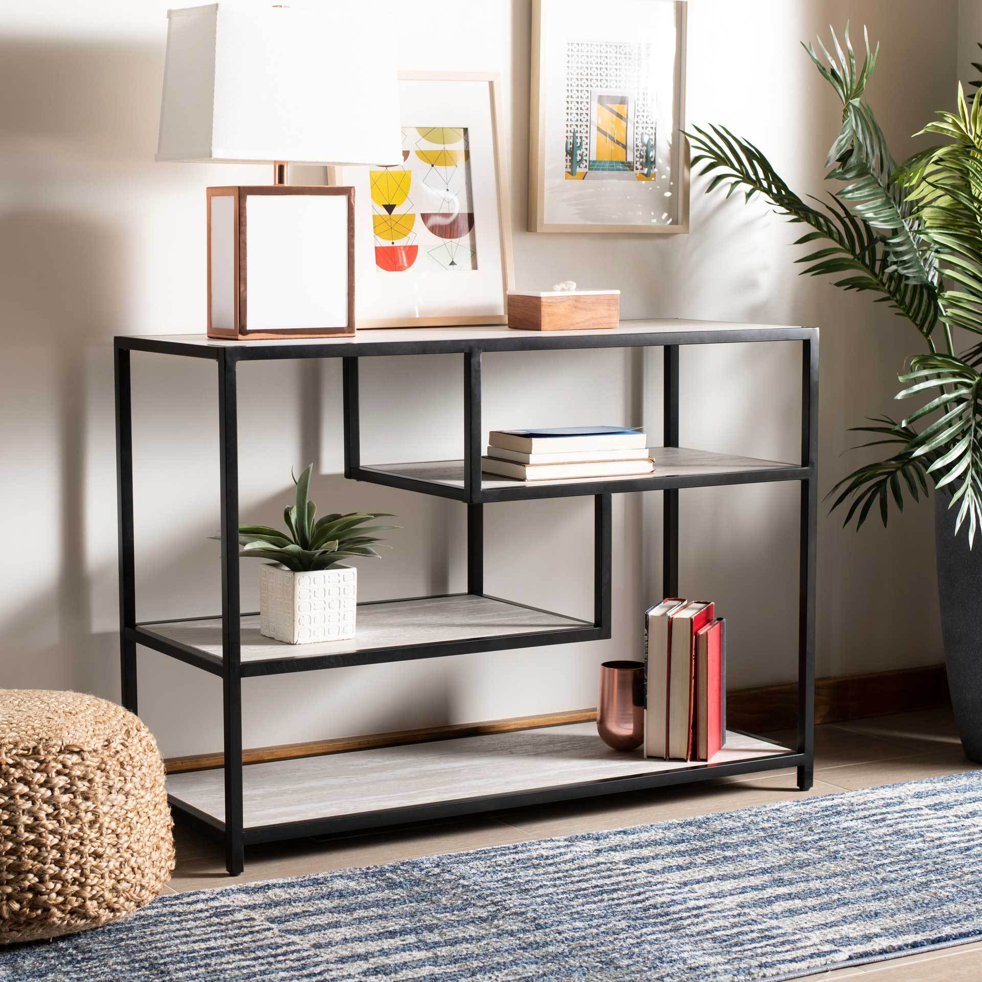 Reed Geometric Console Table Beige/Black - Image 4