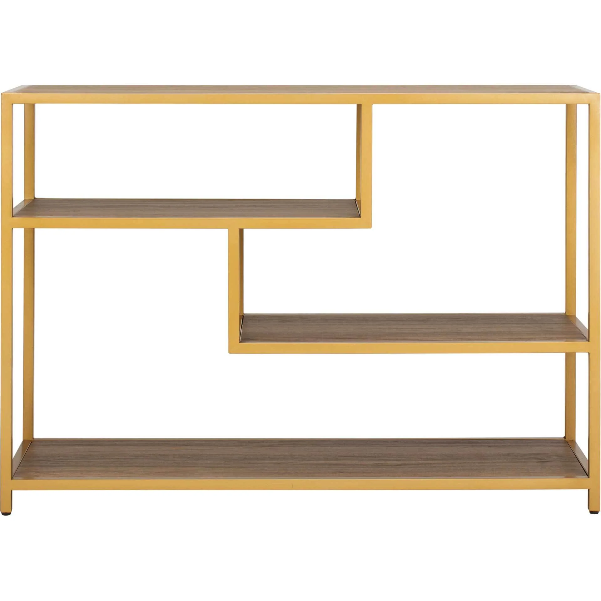 Reed Geometric Console Table Walnut/Gold - Image 2