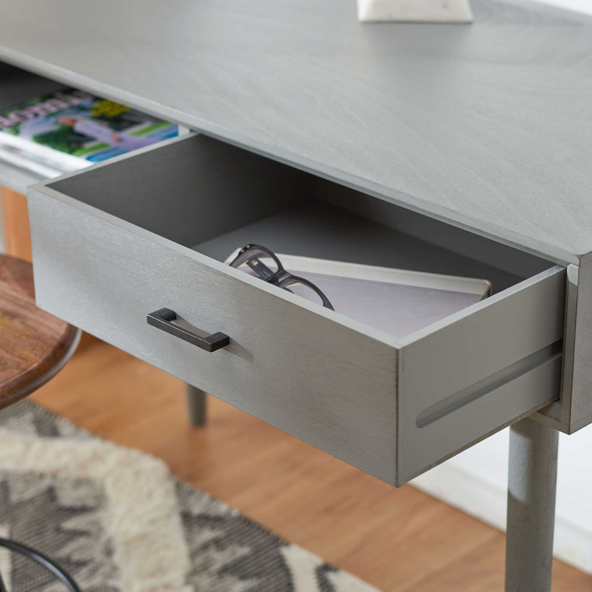 Remma 1 Drawer Writing Desk Distressed Gray - Image 7