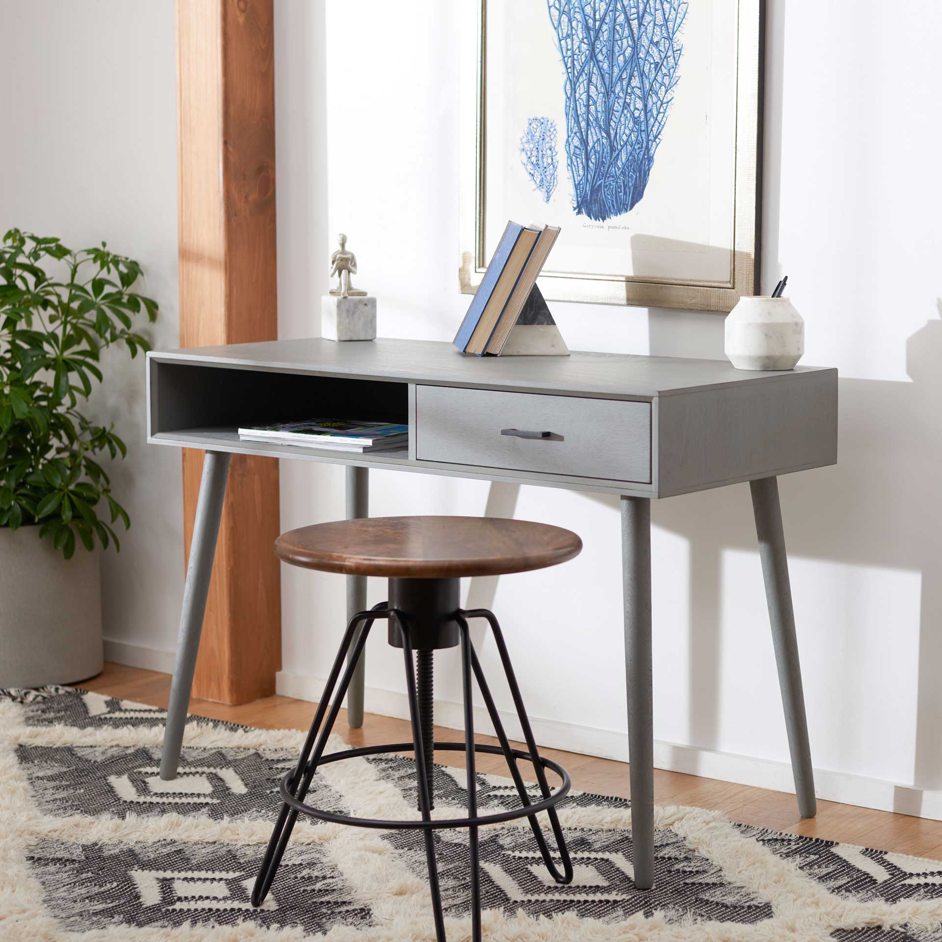 Remma 1 Drawer Writing Desk Distressed Gray - Image 8