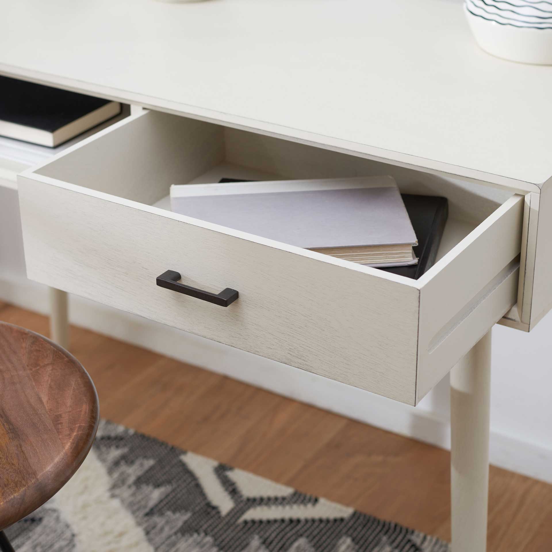 Remma 1 Drawer Writing Desk Distressed White - Image 8