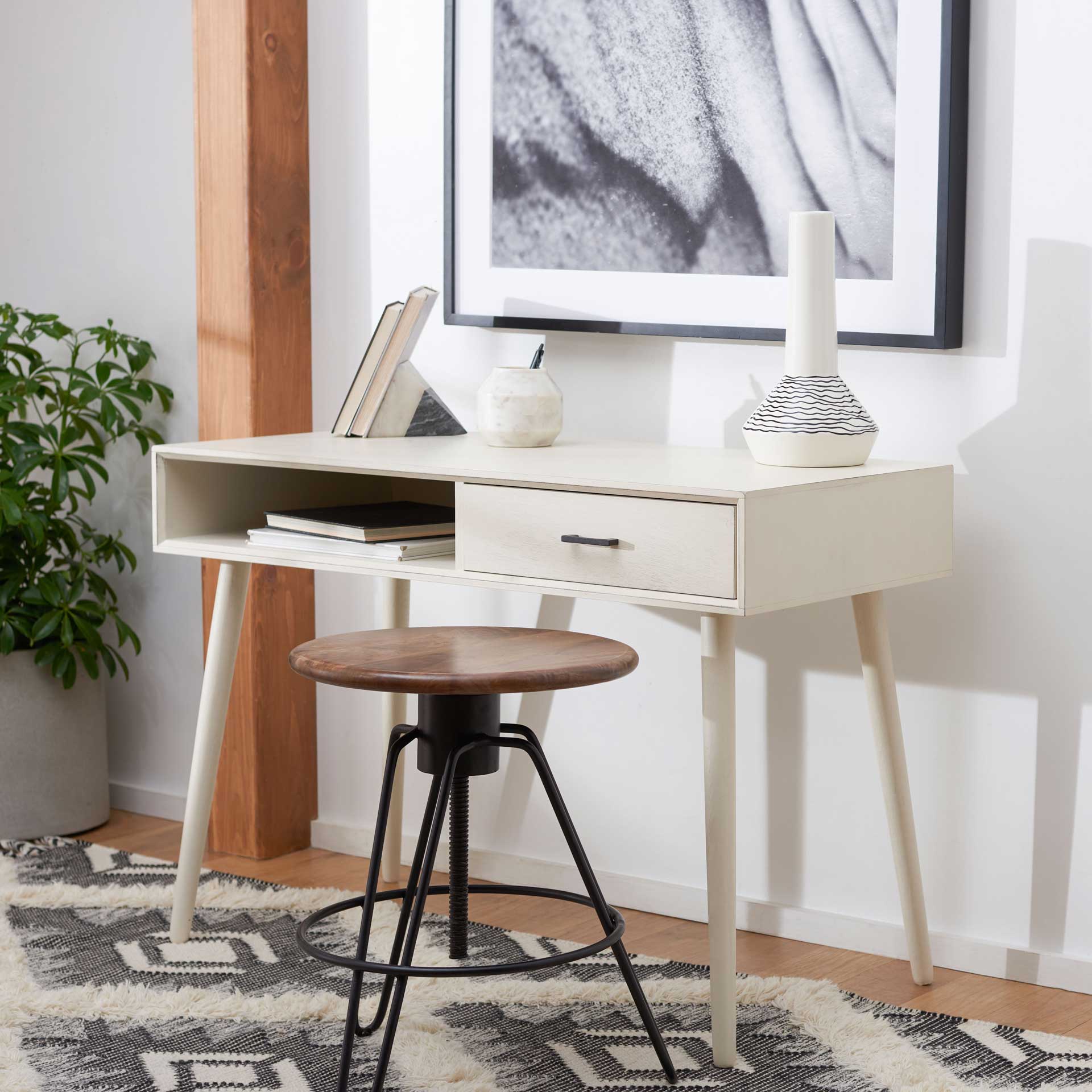 Remma 1 Drawer Writing Desk Distressed White - Image 9
