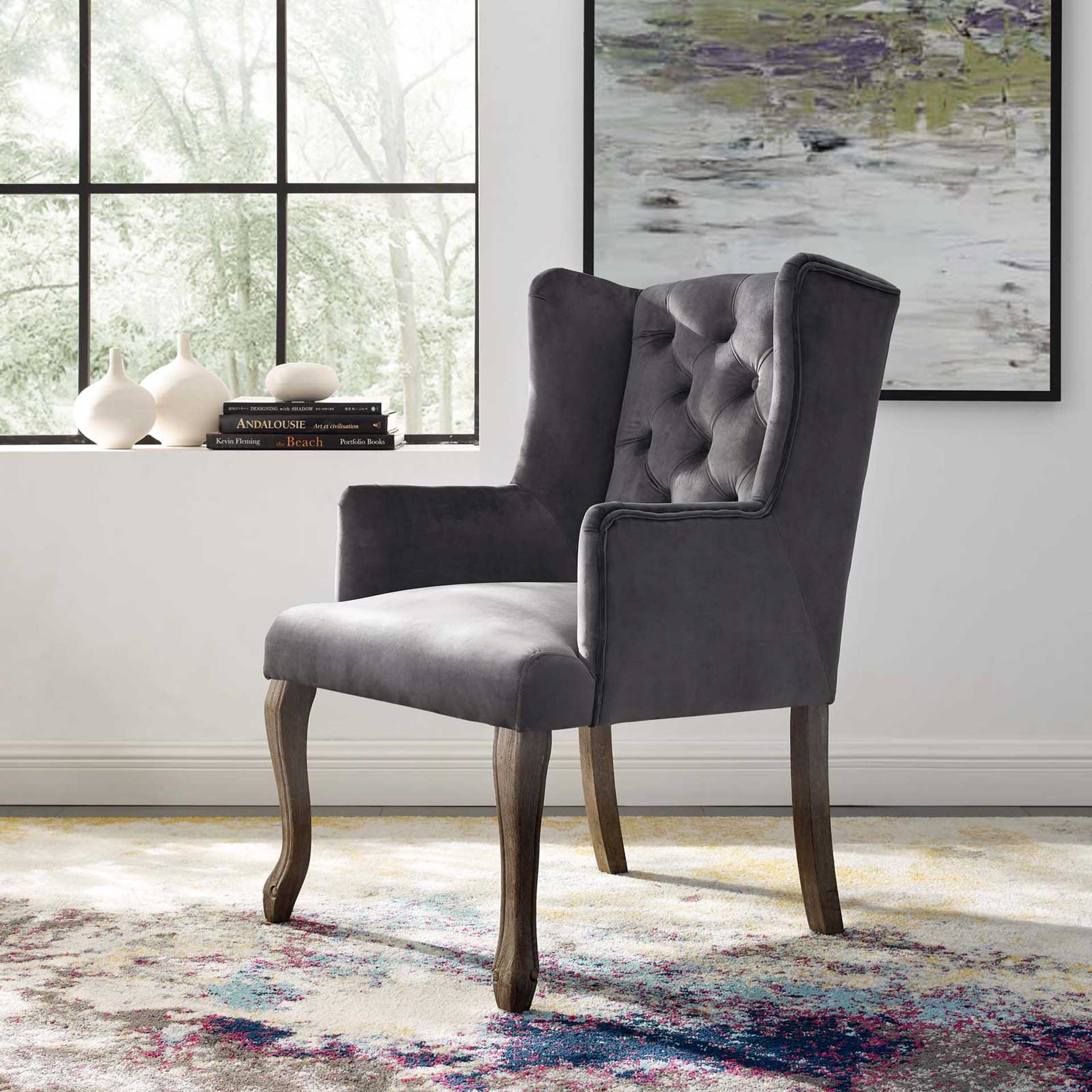 Remy Velvet Armchair Gray - Image 6