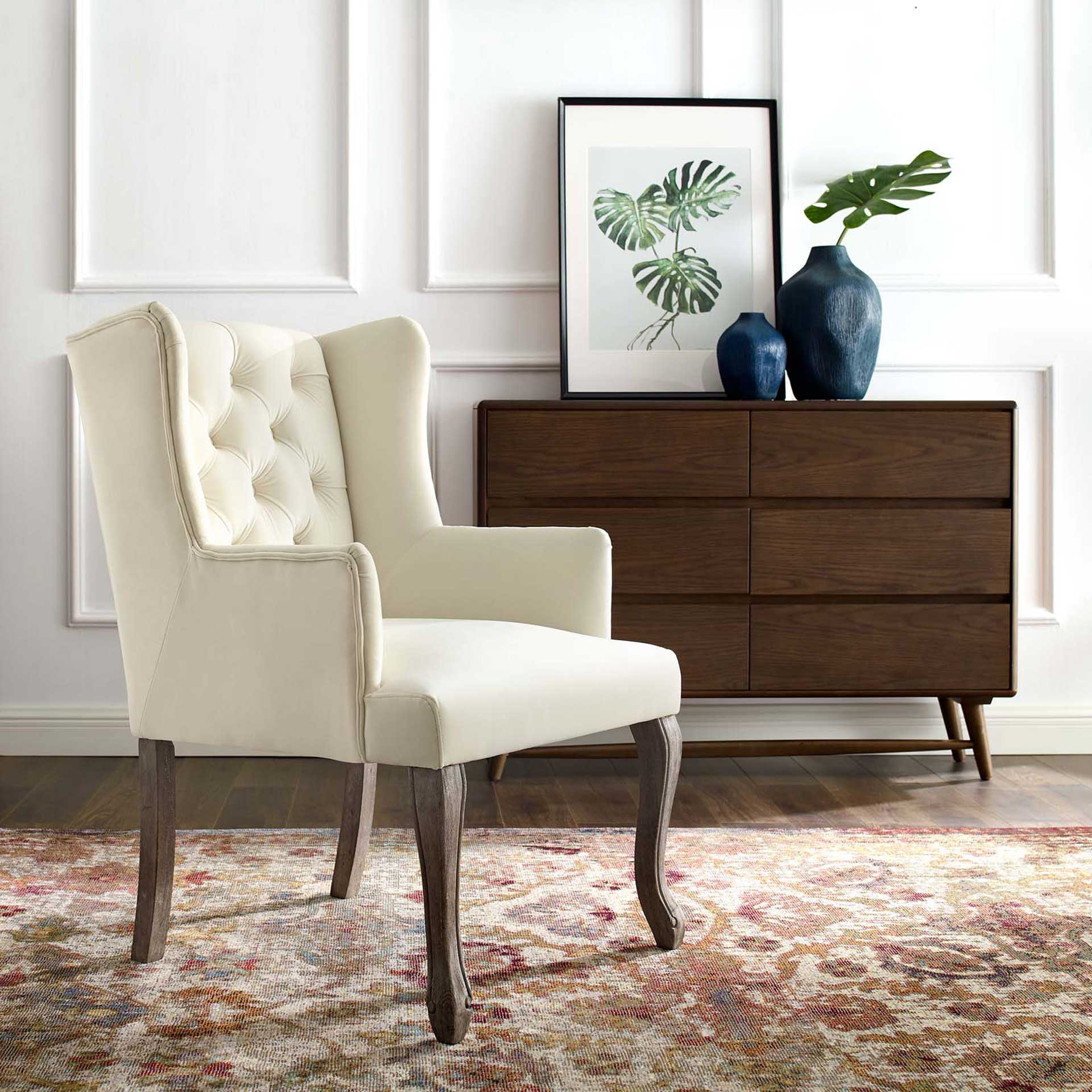 Remy Velvet Armchair Ivory - Image 6