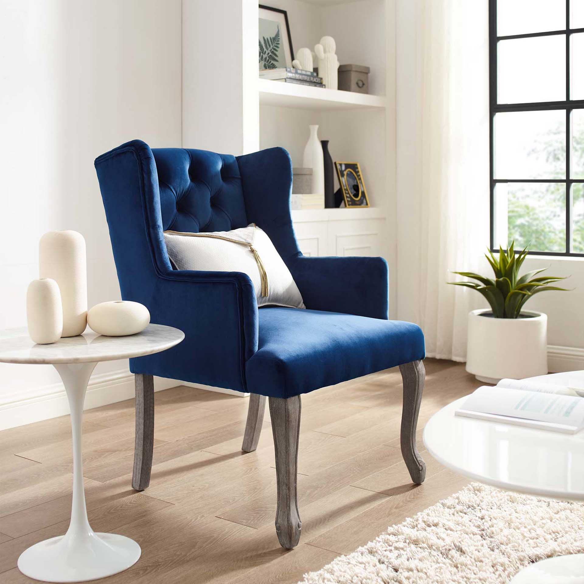 Remy Velvet Armchair Navy - Image 6