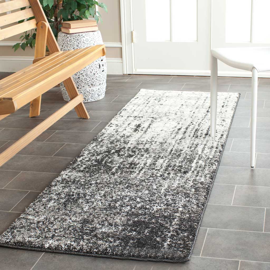 Retro Black/Light Gray Runner Rug - Image 2