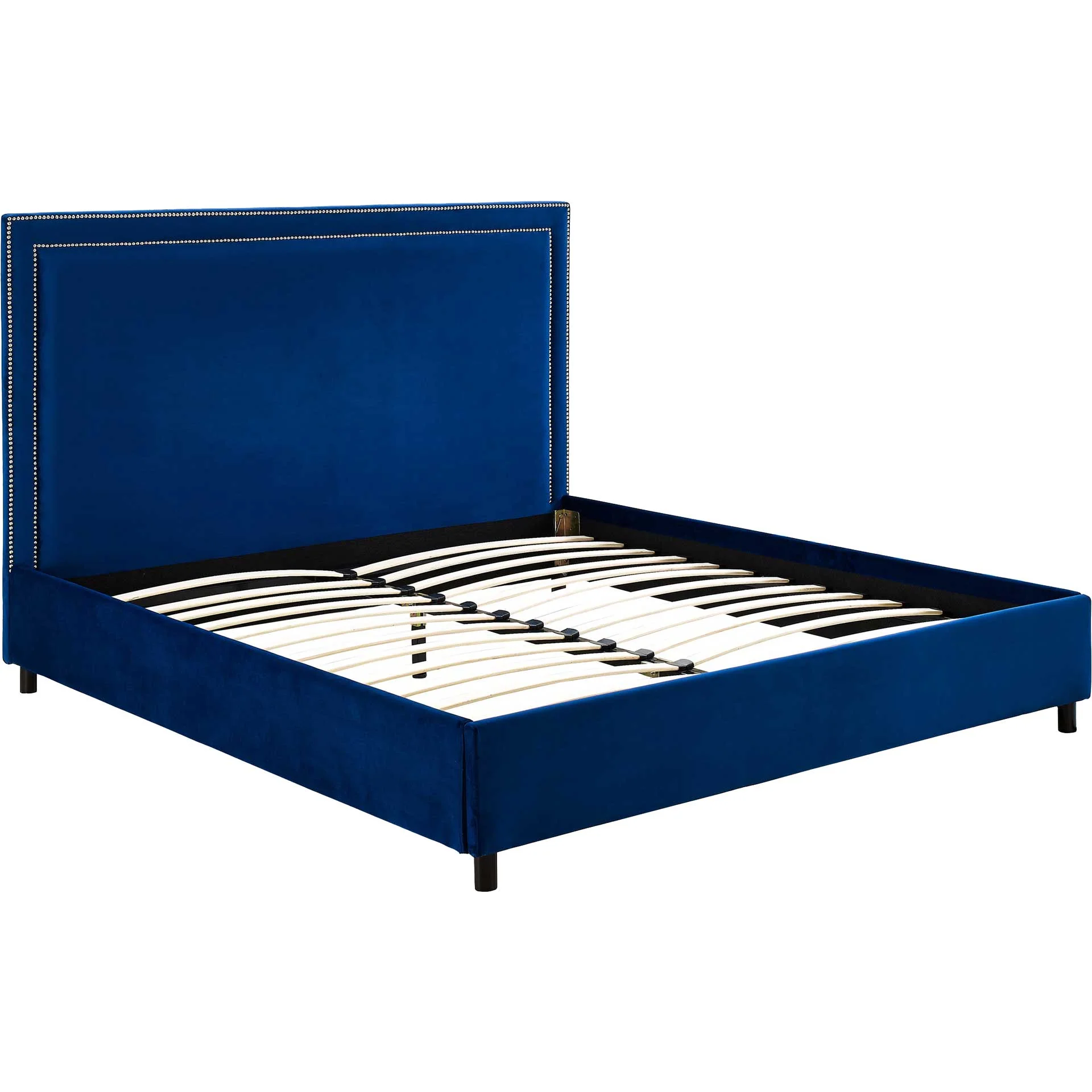 Retro Velvet Bed Navy - Image 4