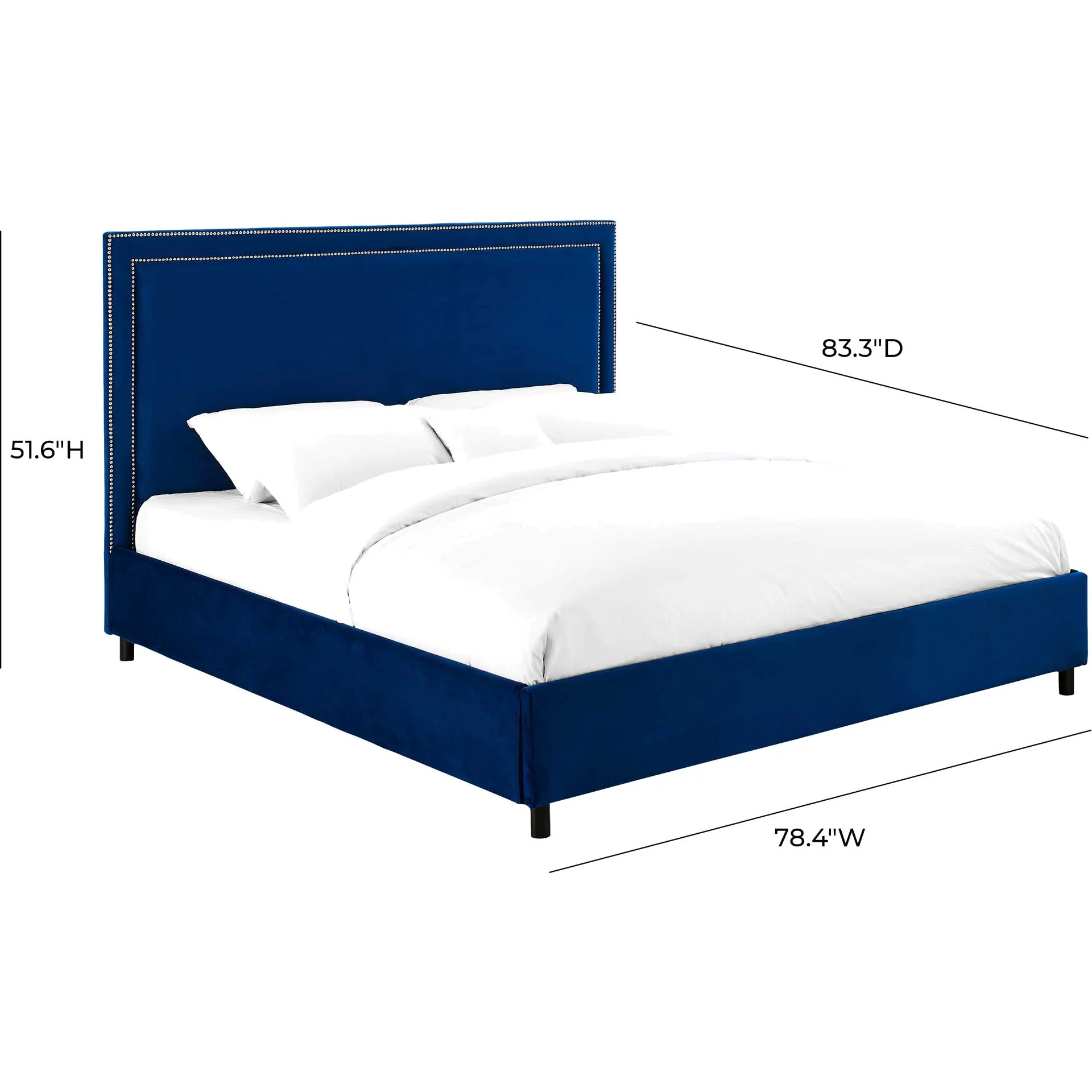 Retro Velvet Bed Navy - Image 6