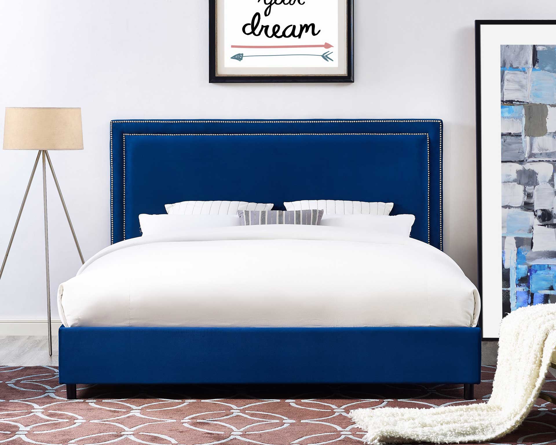 Retro Velvet Bed Navy - Image 7