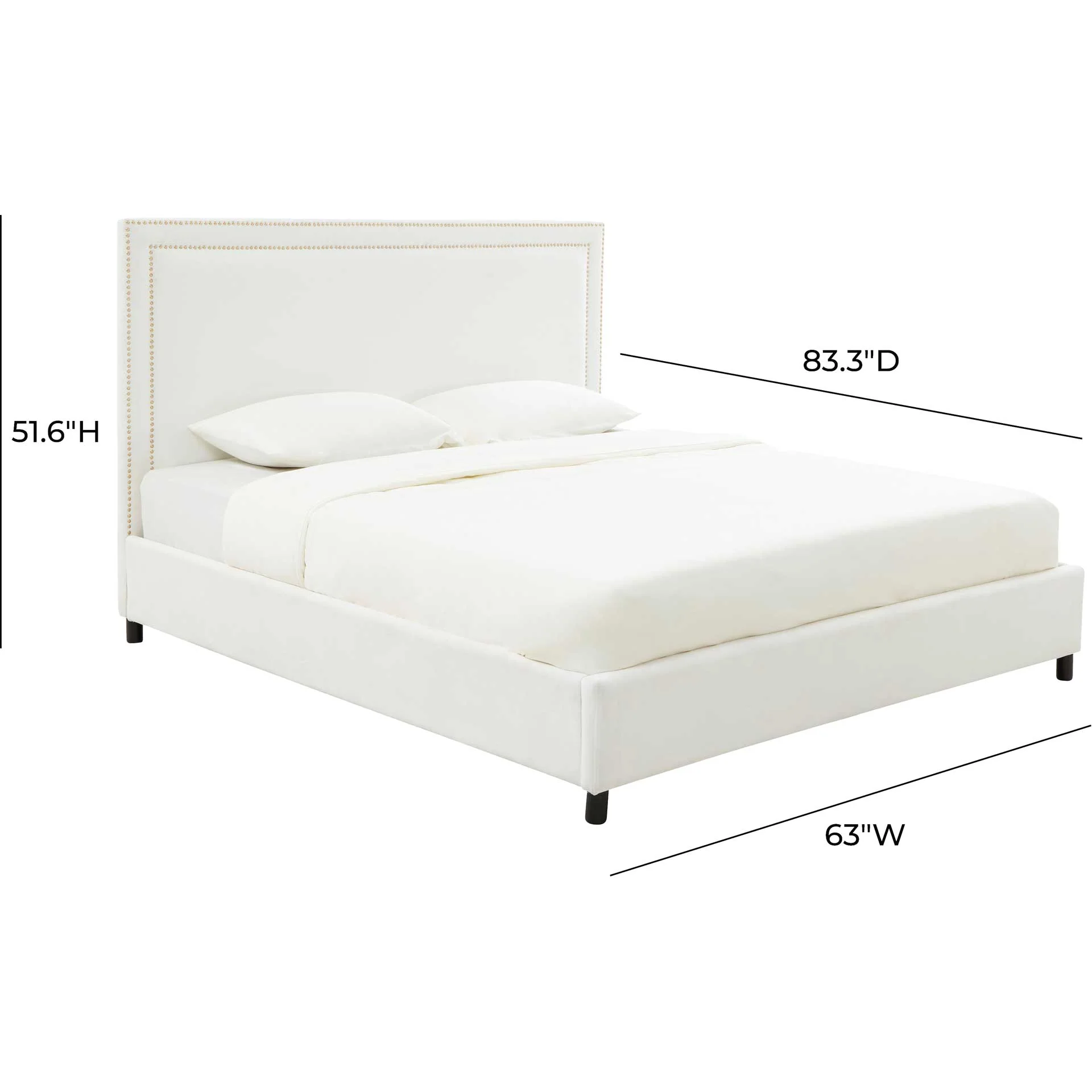 Retro Velvet Bed White - Image 5