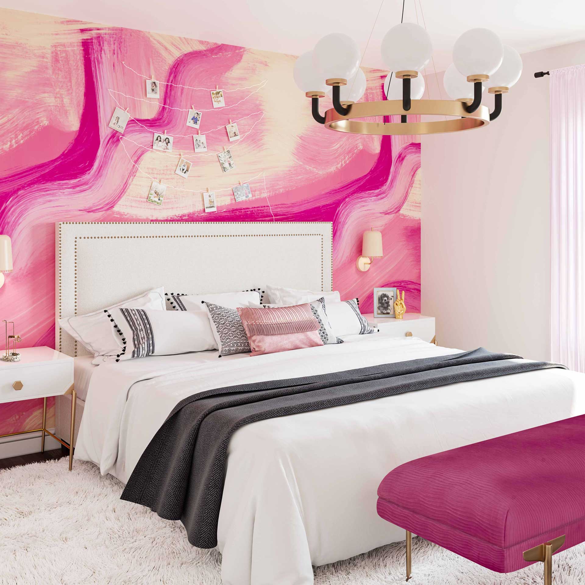 Retro Velvet Bed White - Image 7