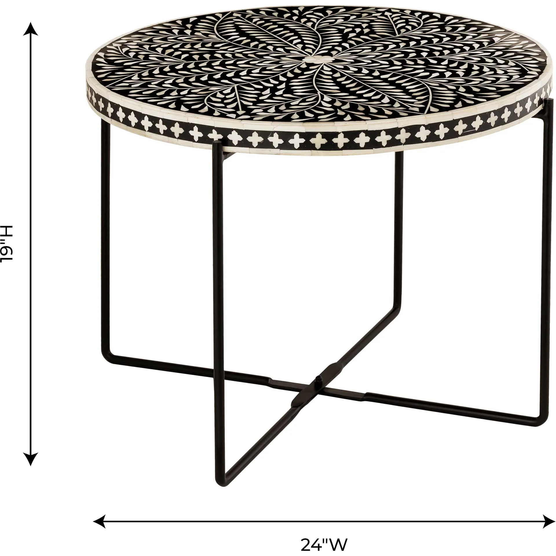 Rex Bone Inlay Coffee Table Black/White - Image 5