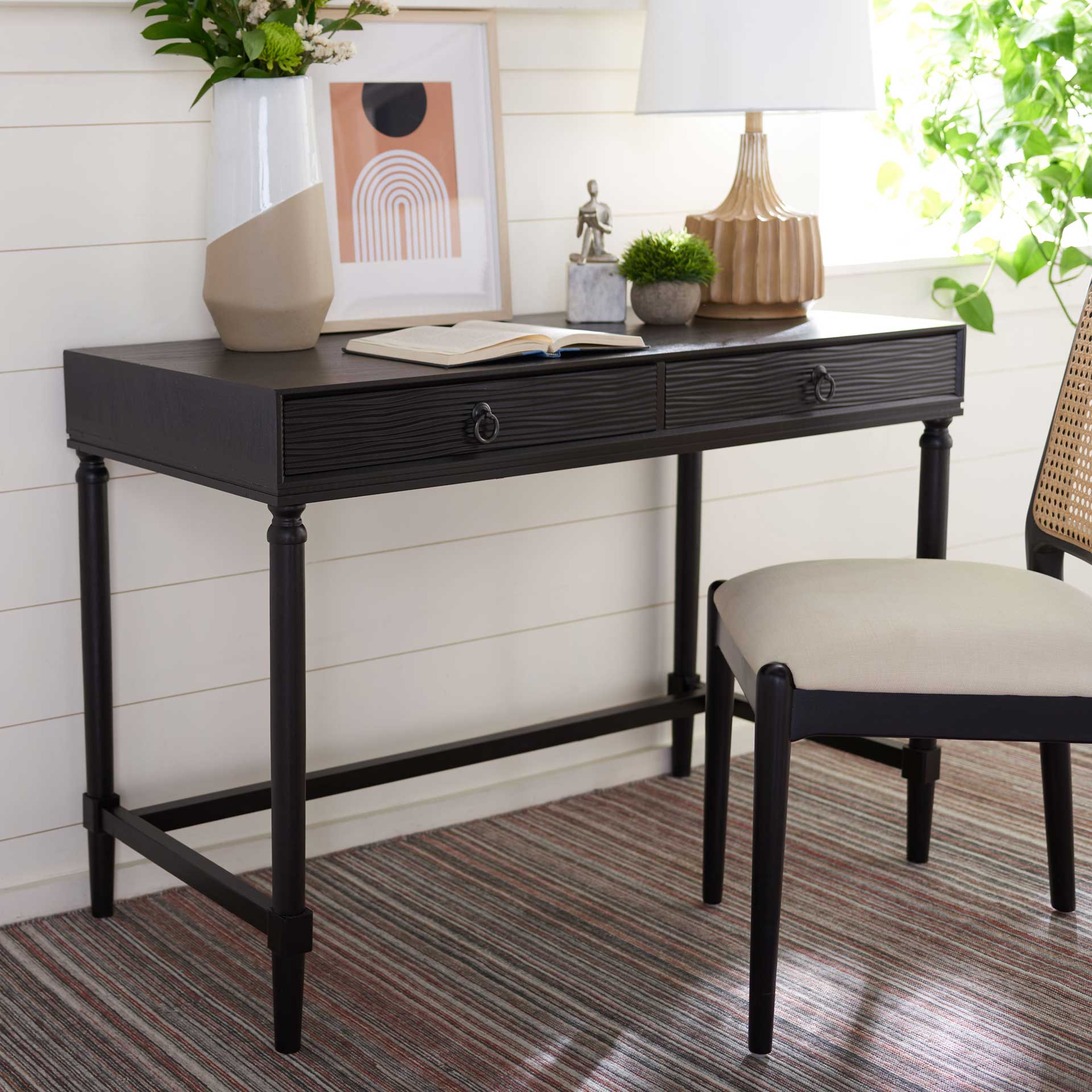 Rhett 2 Drawer Desk Black - Image 4