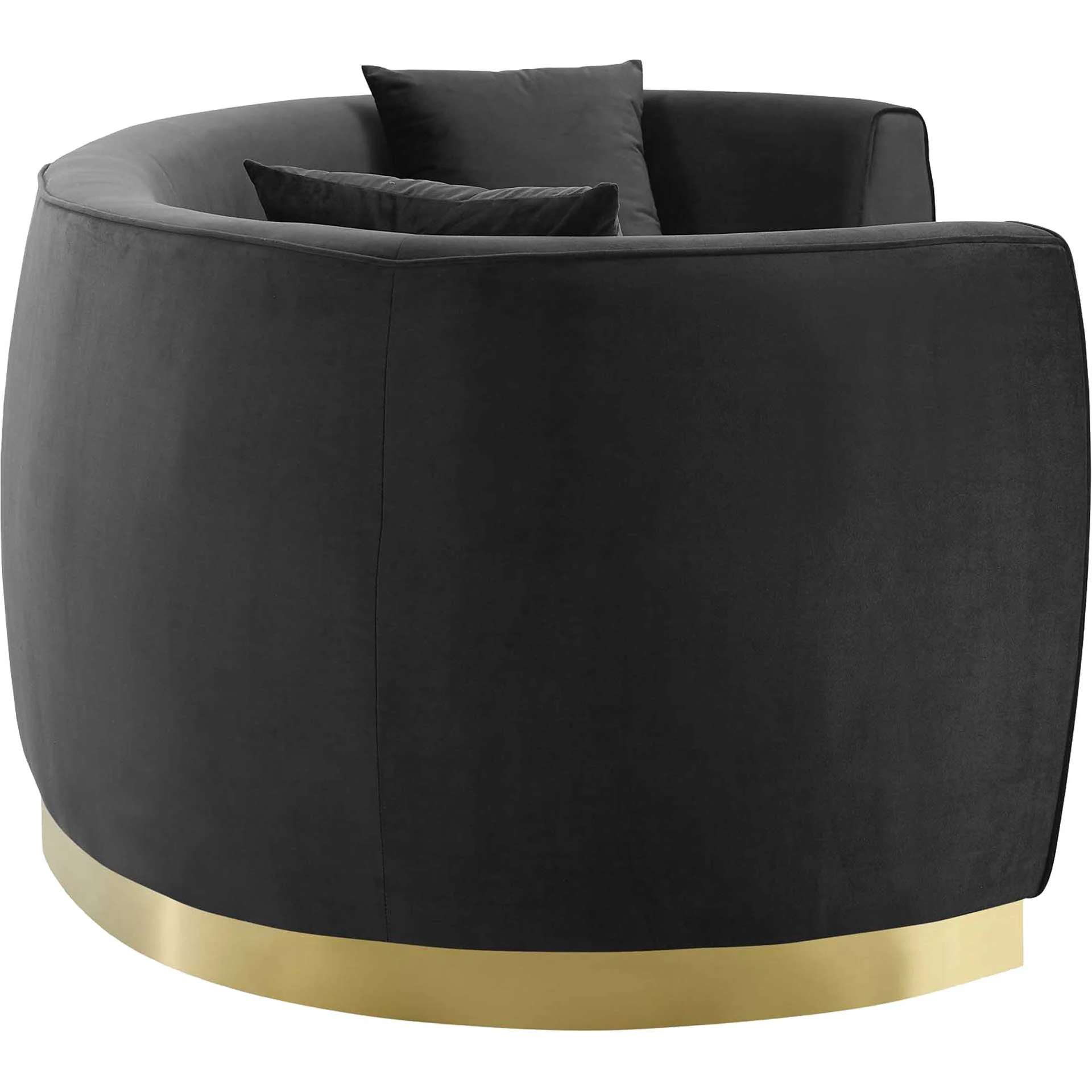 Rhode Curved Performance Velvet Sofa Black - Image 3