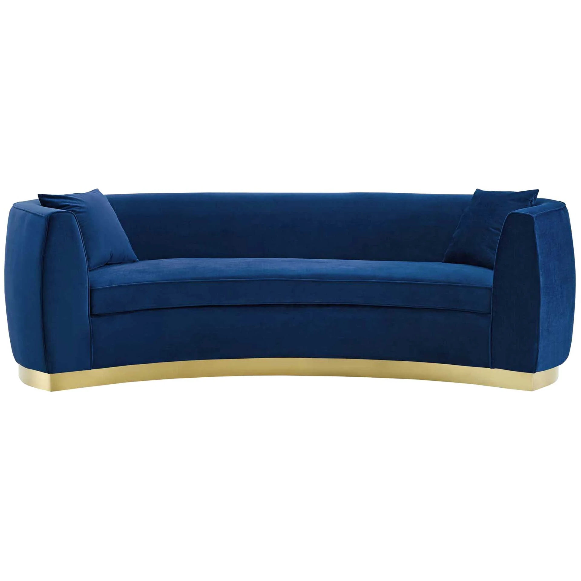 Rhode Curved Performance Velvet Sofa Navy - Image 2