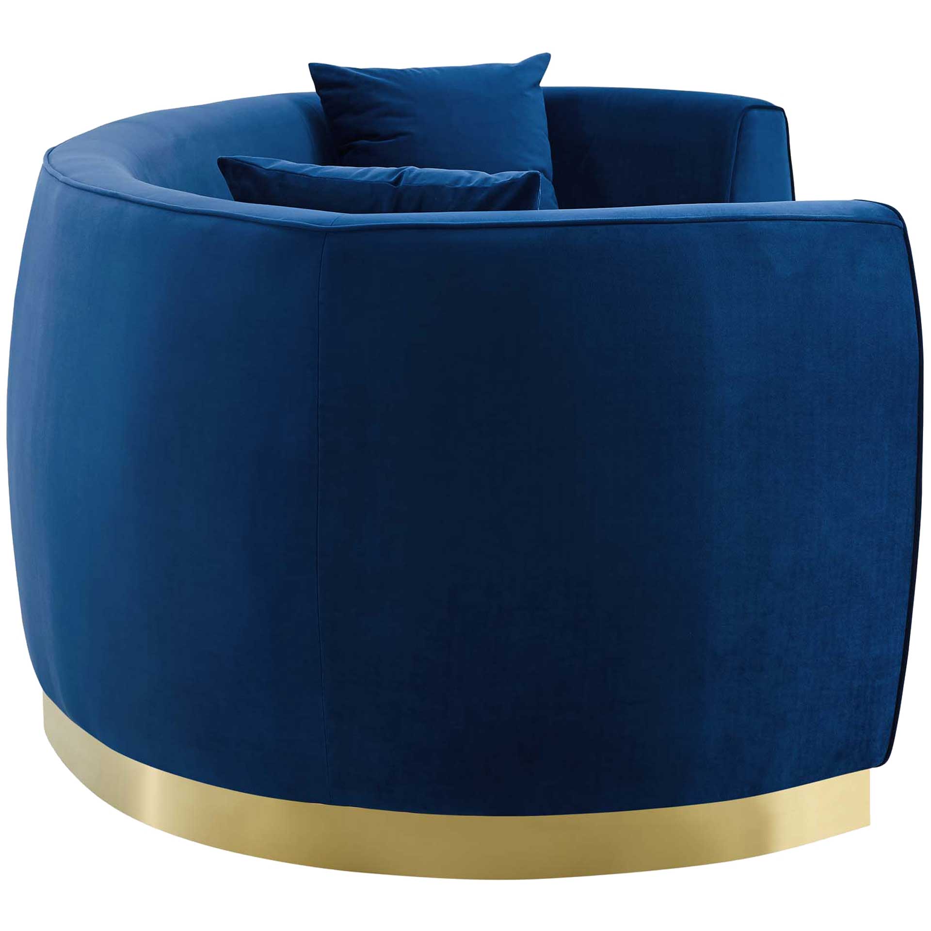 Rhode Curved Performance Velvet Sofa Navy - Image 3