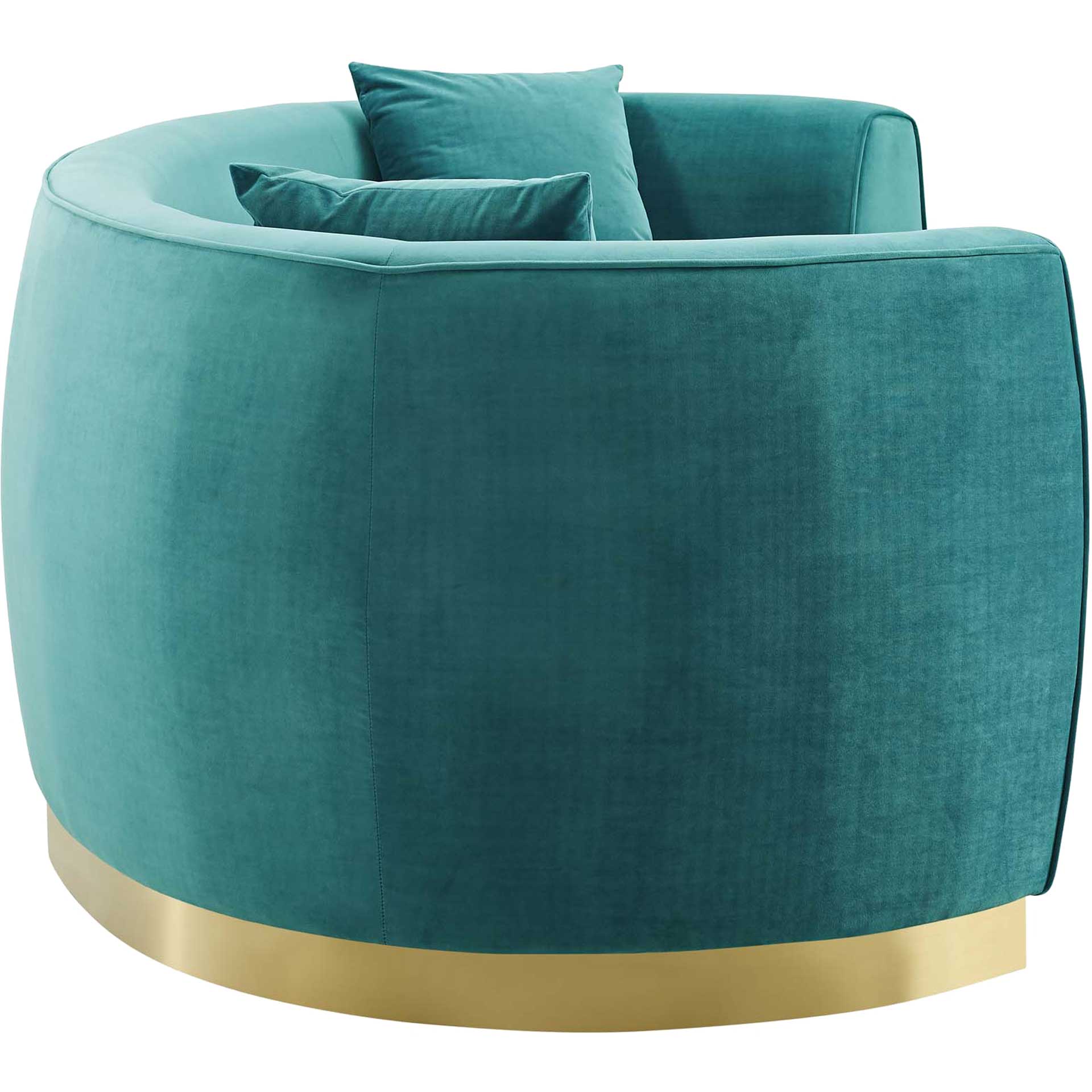 Rhode Curved Performance Velvet Sofa Teal - Image 3