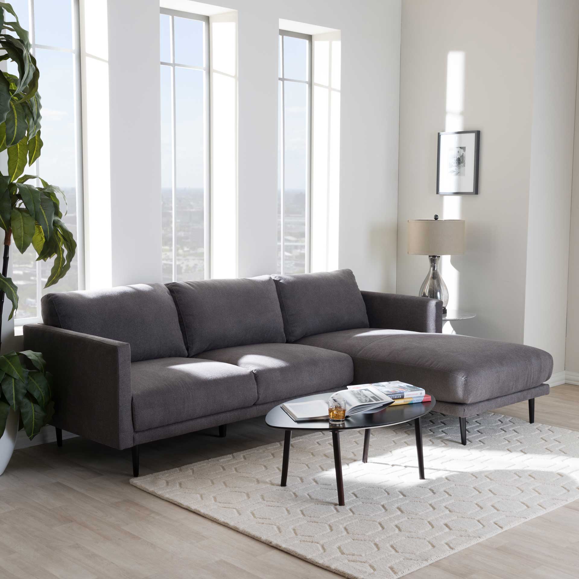 Ria Fabric Upholstered Sectional Sofa Gray - Image 5