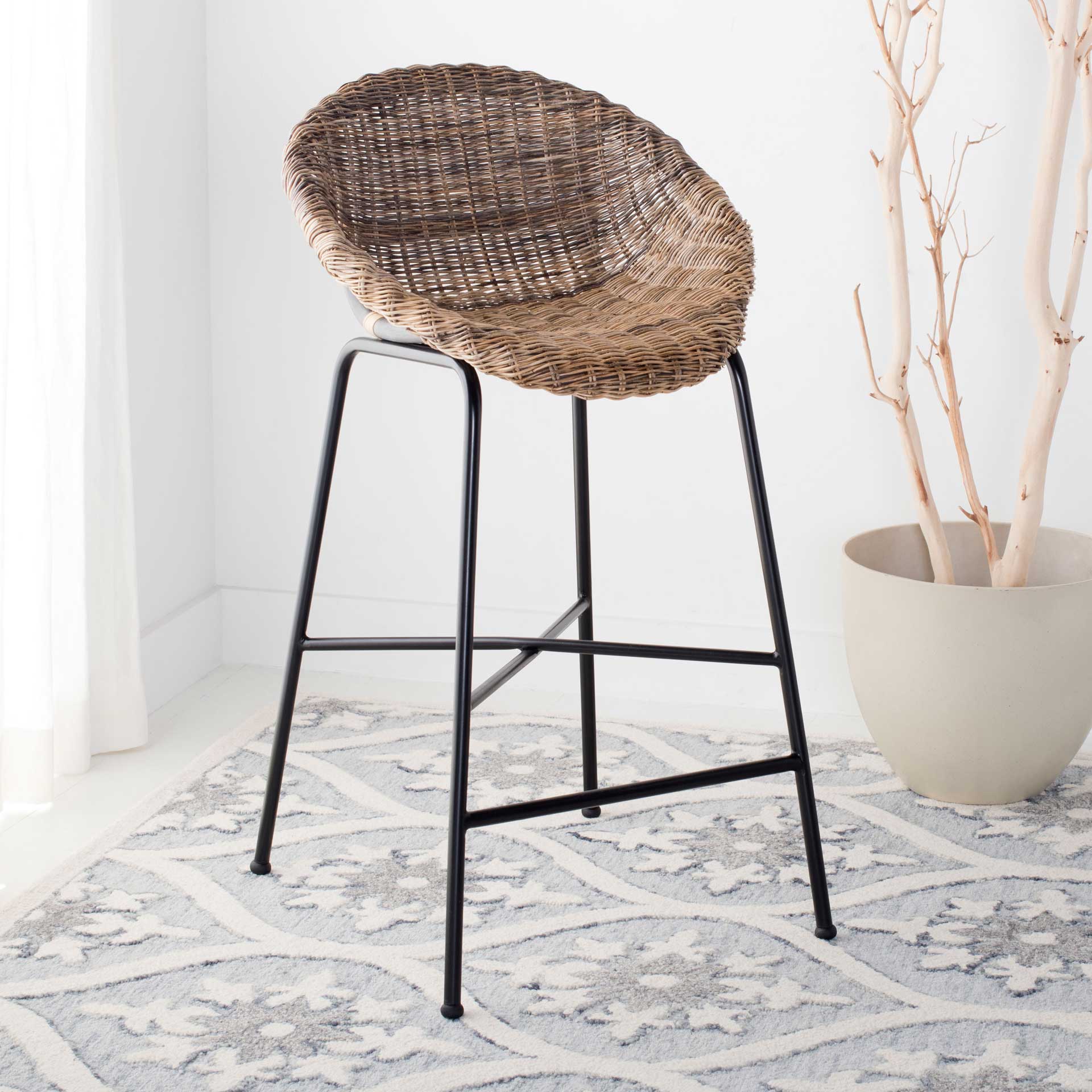 Rianon Rattan Bar Stool Natural/Black - Image 4