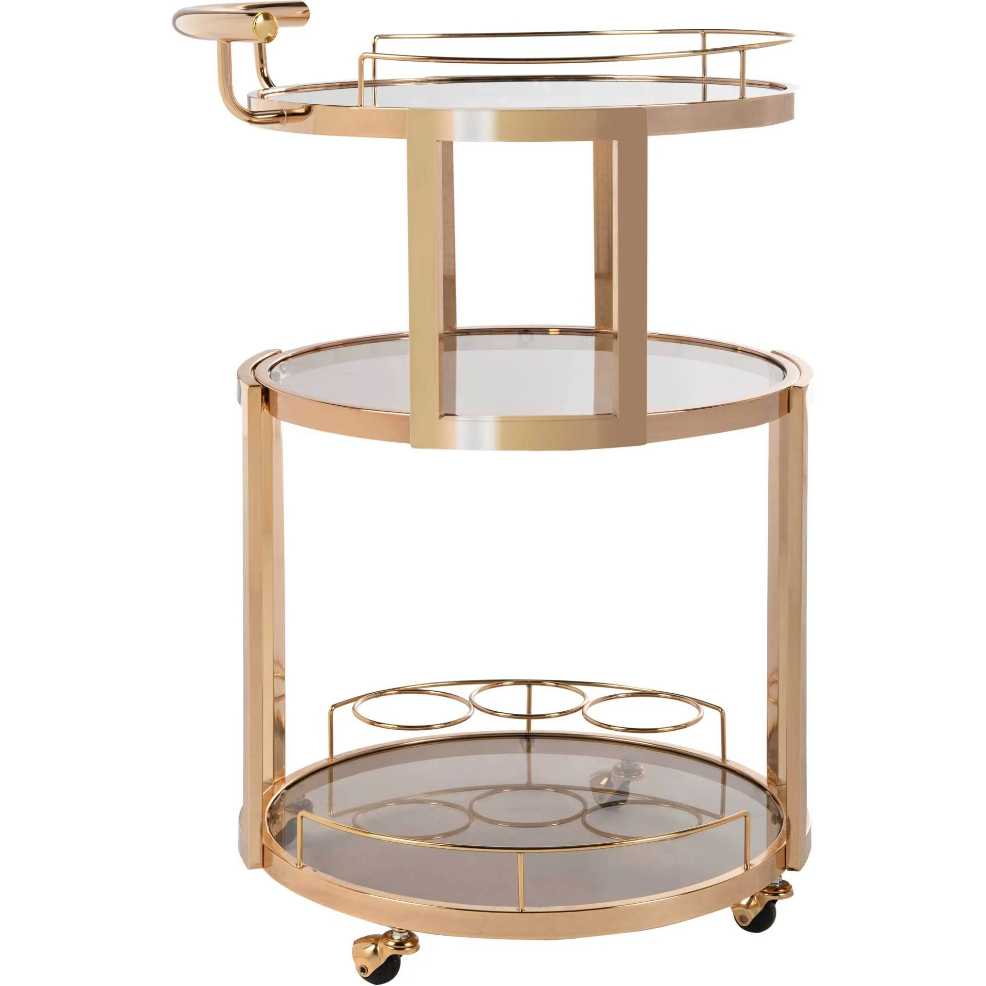 Ricky 3 Tier Round Bar Cart and Wine Rack Gold/Tinted Glass - Image 2