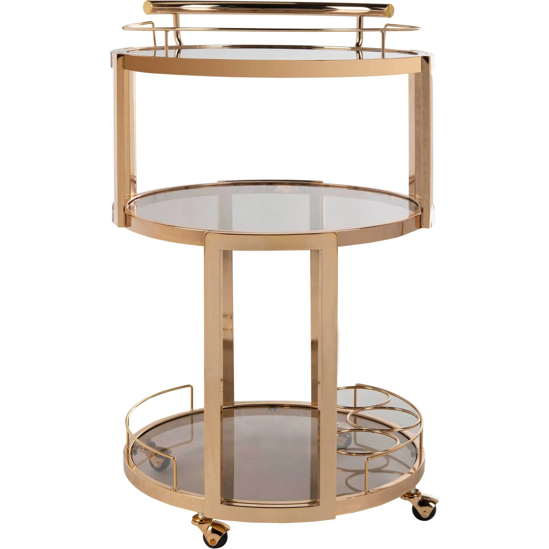 Ricky 3 Tier Round Bar Cart and Wine Rack Gold/Tinted Glass - Image 3