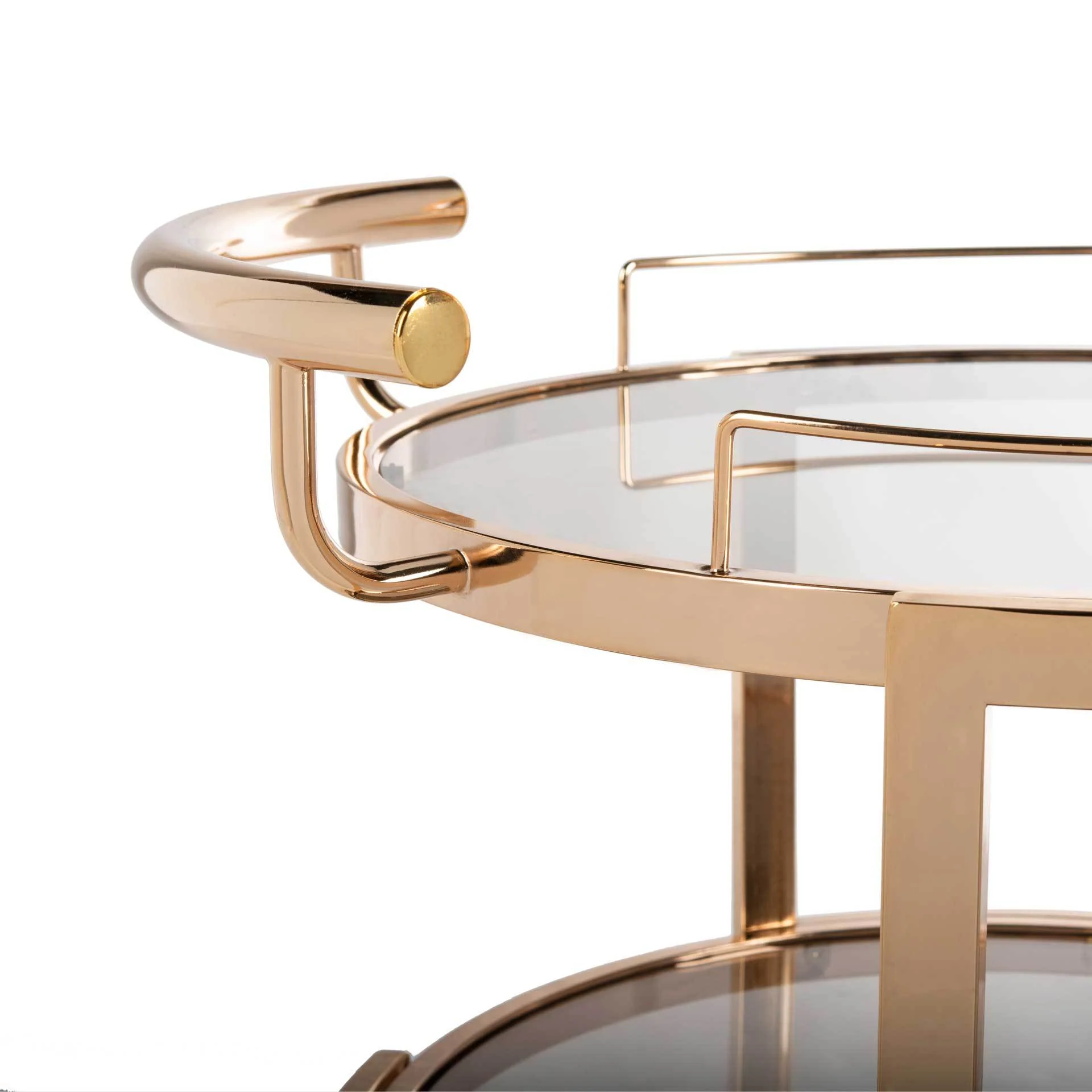 Ricky 3 Tier Round Bar Cart and Wine Rack Gold/Tinted Glass - Image 4