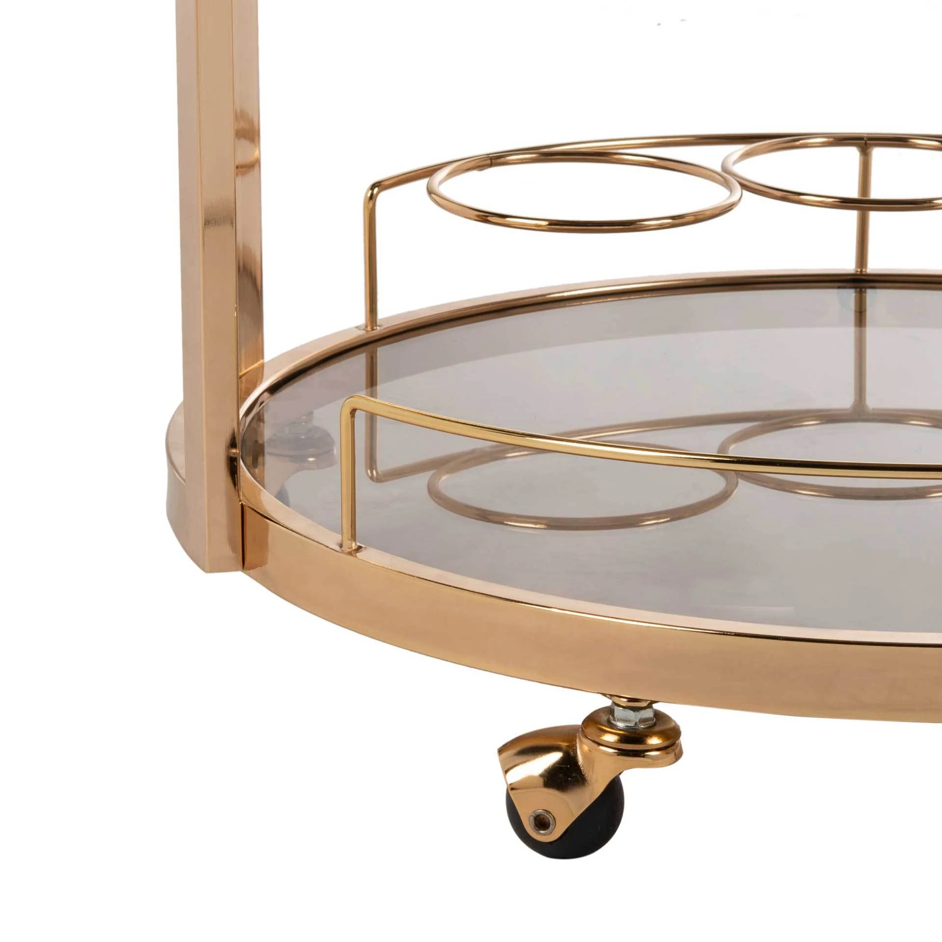 Ricky 3 Tier Round Bar Cart and Wine Rack Gold/Tinted Glass - Image 5