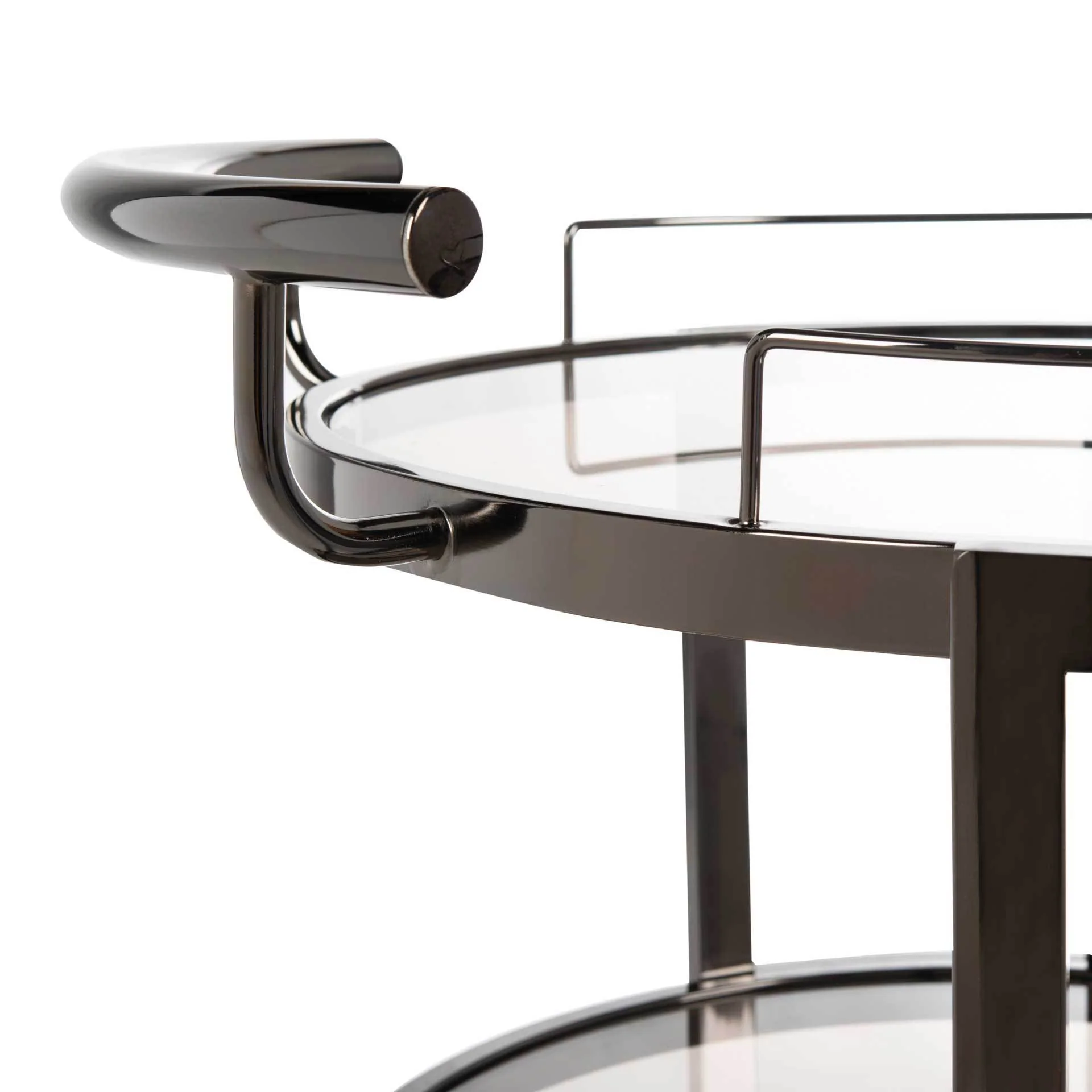 Ricky 3 Tier Round Bar Cart and Wine Rack Gun Metal/Tinted Glass - Image 4