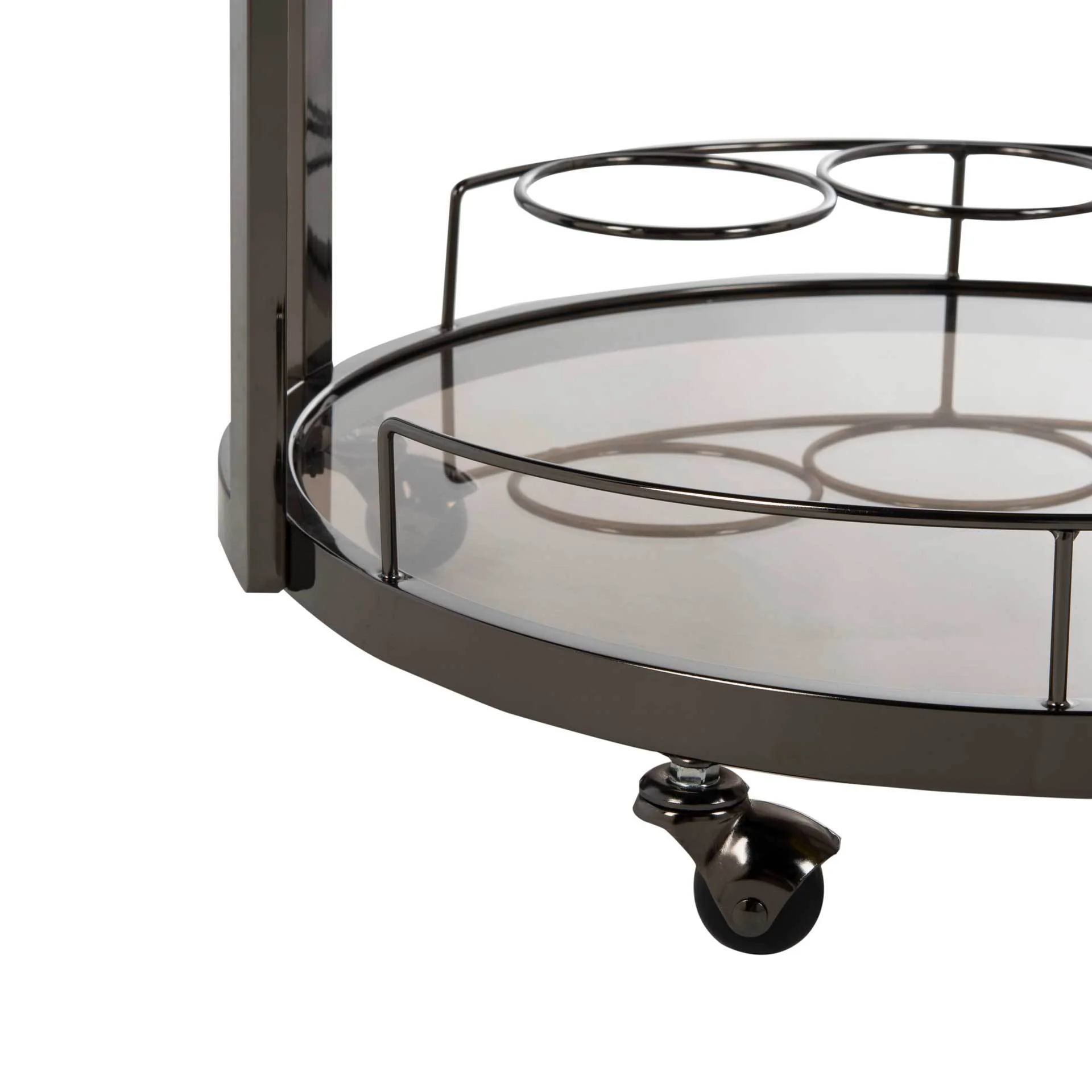 Ricky 3 Tier Round Bar Cart and Wine Rack Gun Metal/Tinted Glass - Image 5