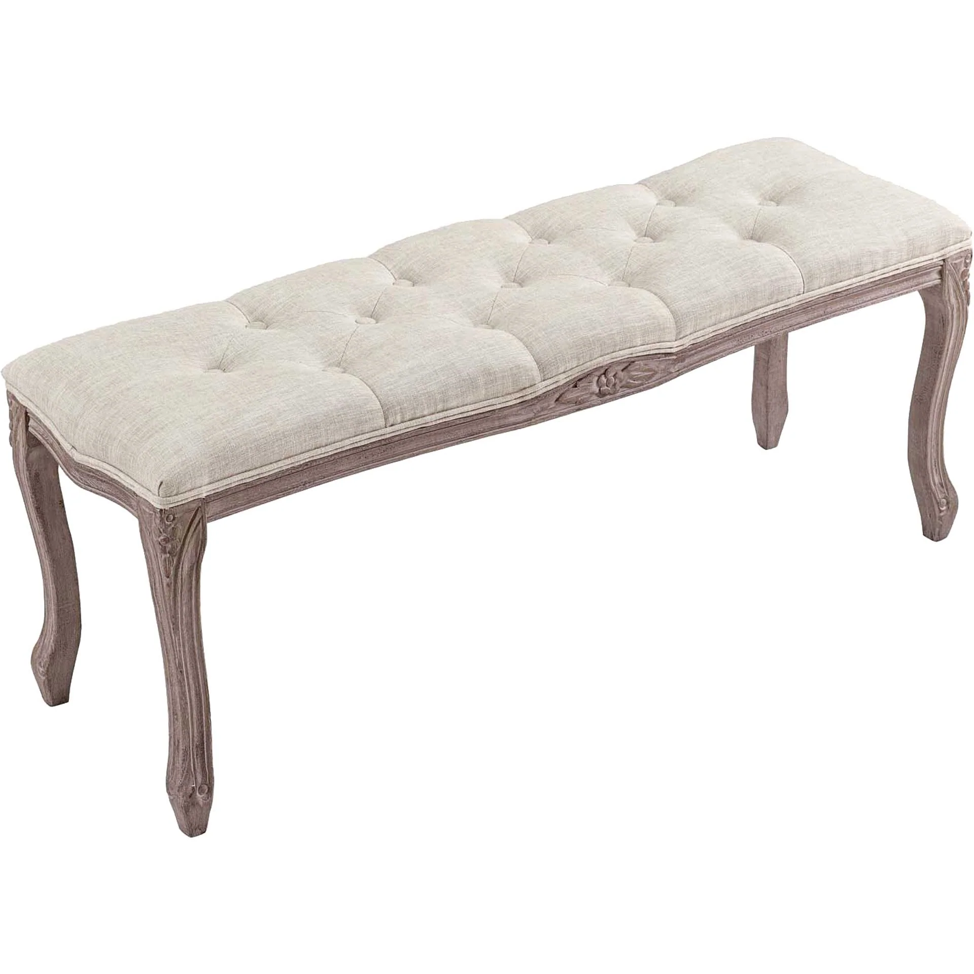 Ridge Upholstered Fabric Bench Beige - Image 4