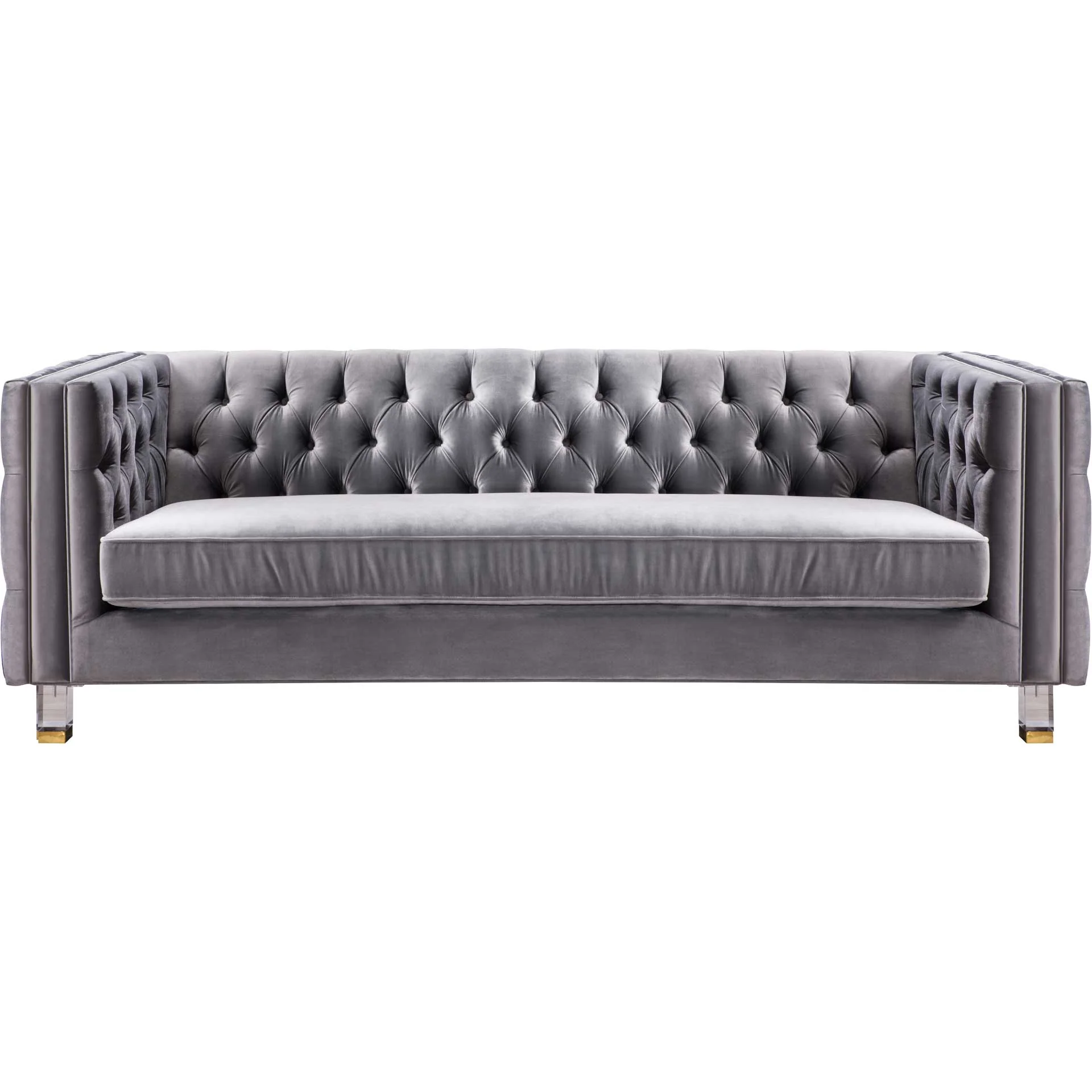 Ridge Velvet Sofa Gray - Image 2