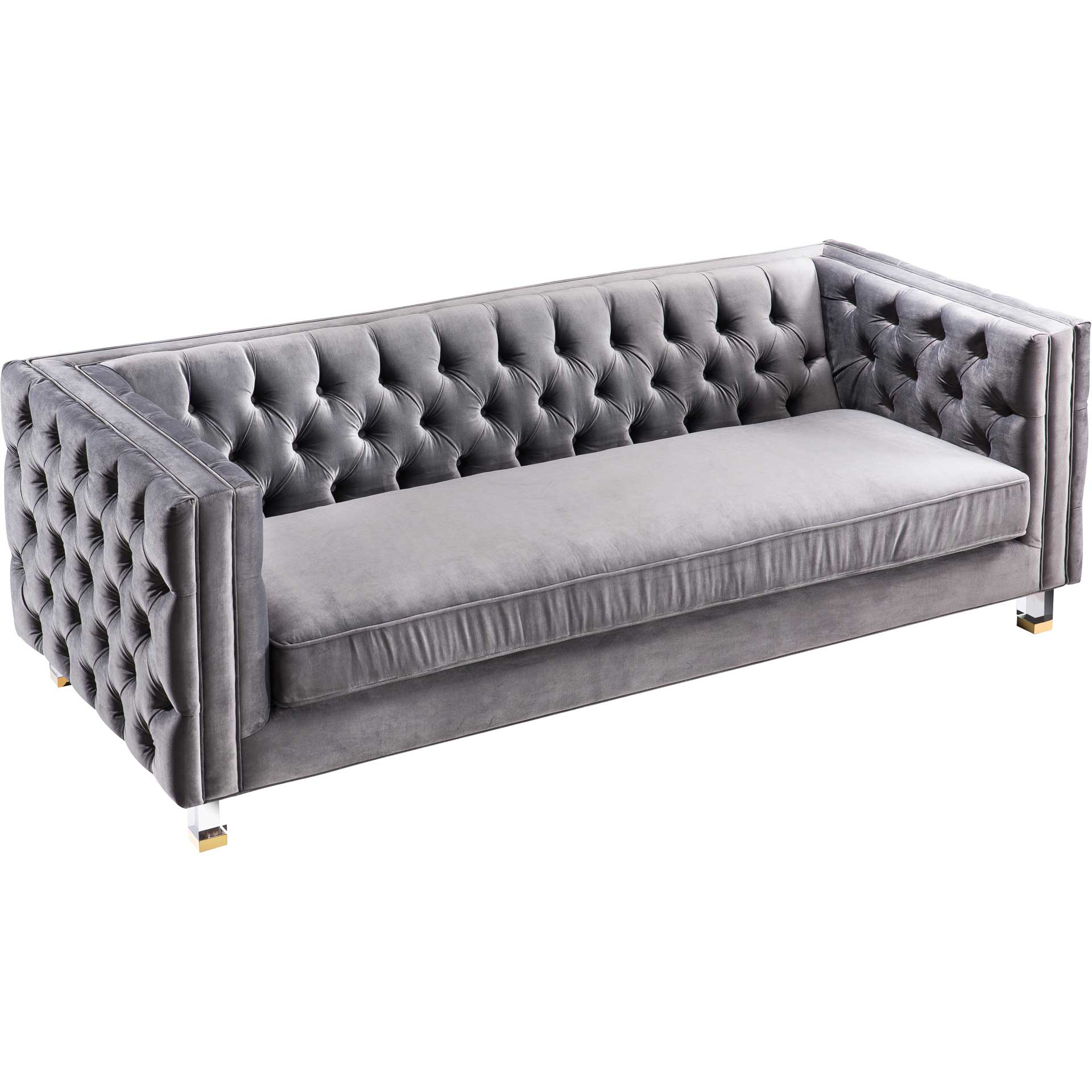 Ridge Velvet Sofa Gray - Image 3
