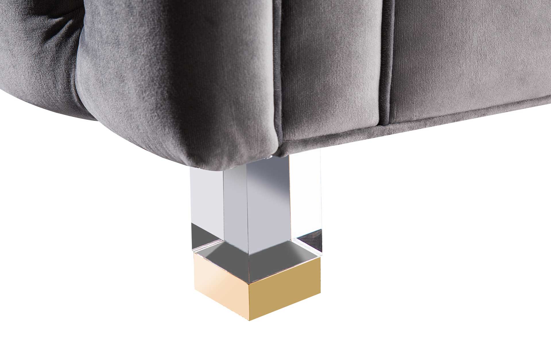 Ridge Velvet Sofa Gray - Image 7