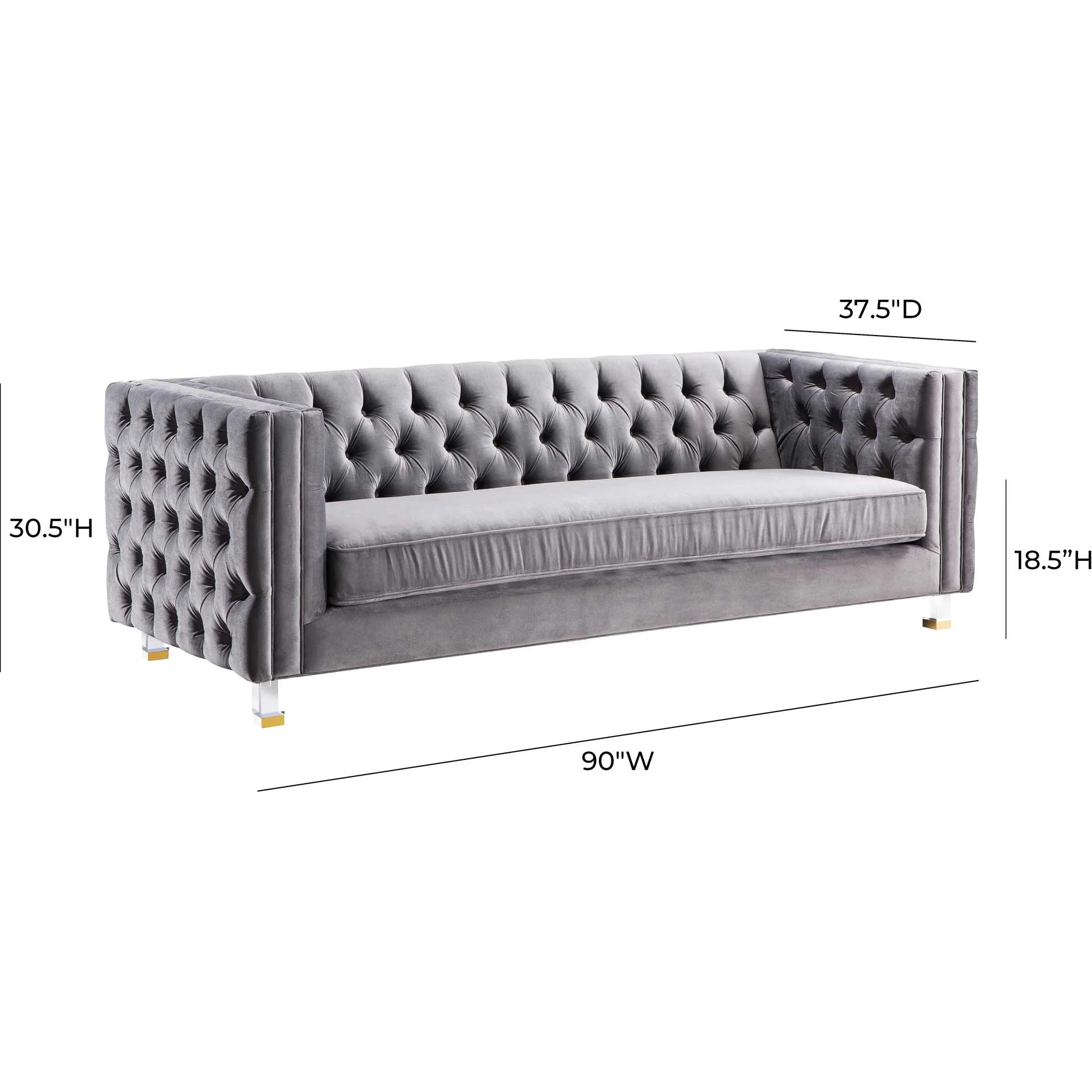 Ridge Velvet Sofa Gray - Image 9