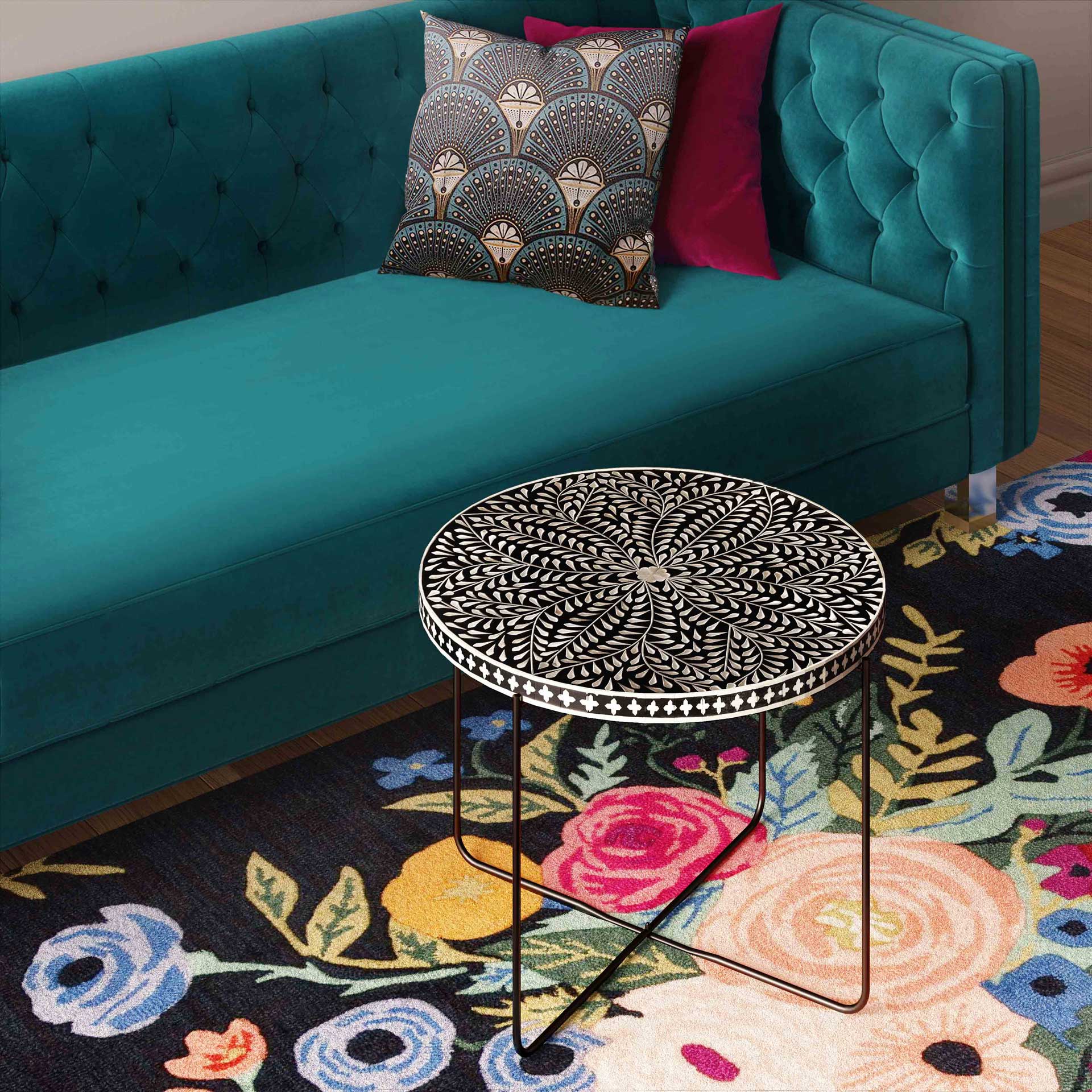 Ridge Velvet Sofa Green - Image 11