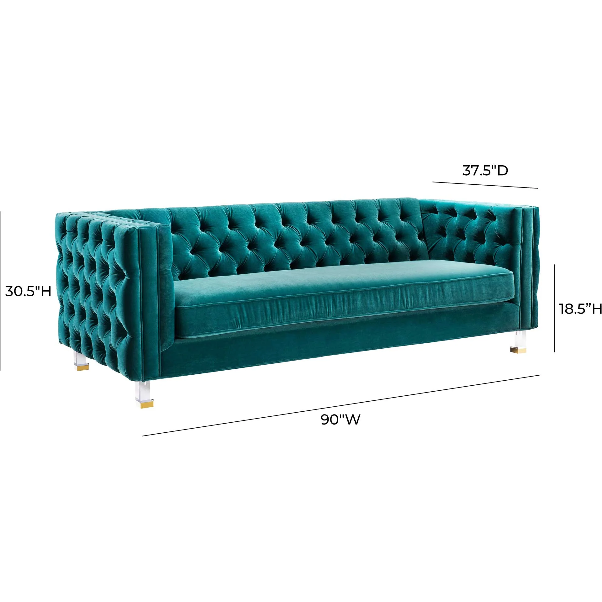 Ridge Velvet Sofa Green - Image 9