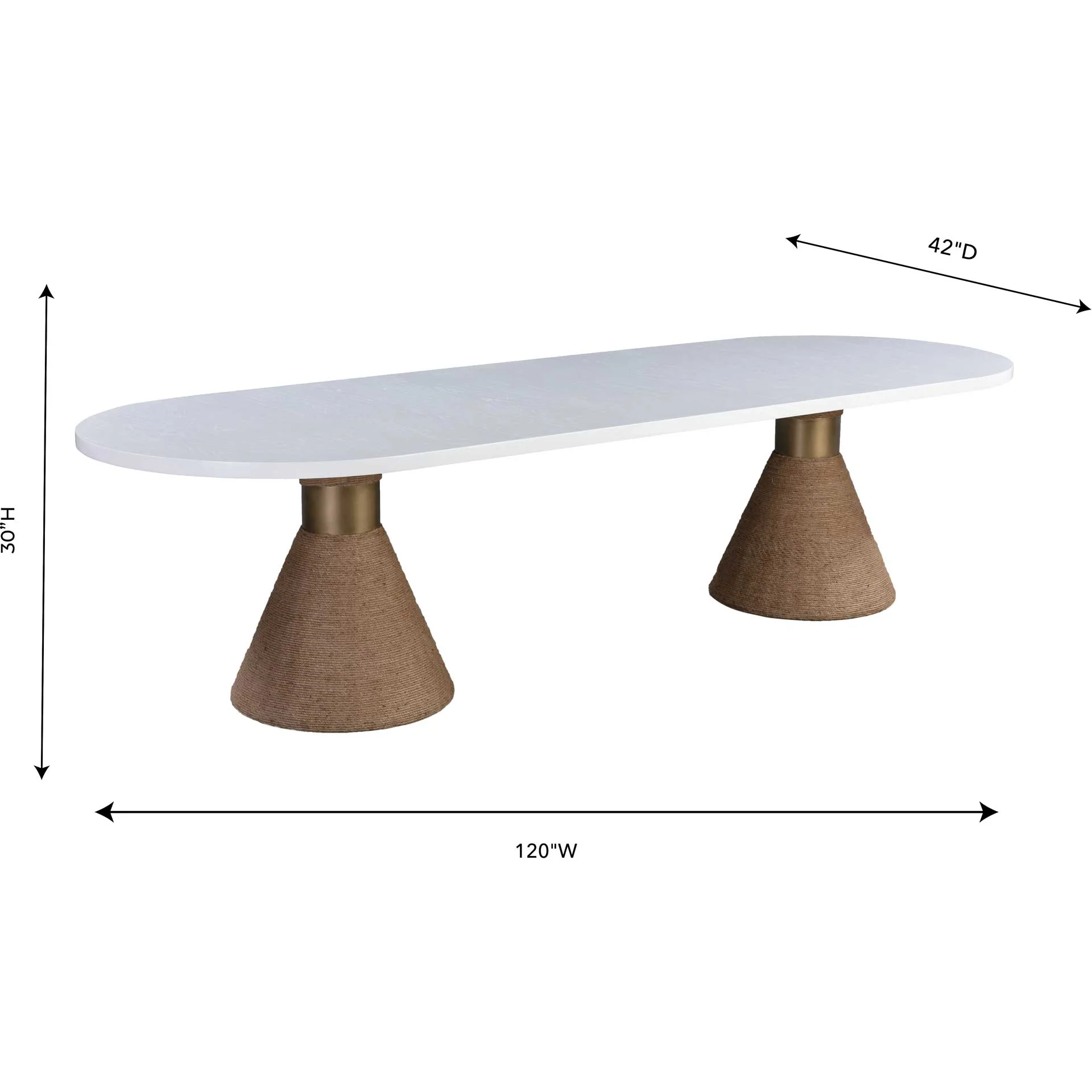 Riley Rope Oval Table White/Natural - Image 8