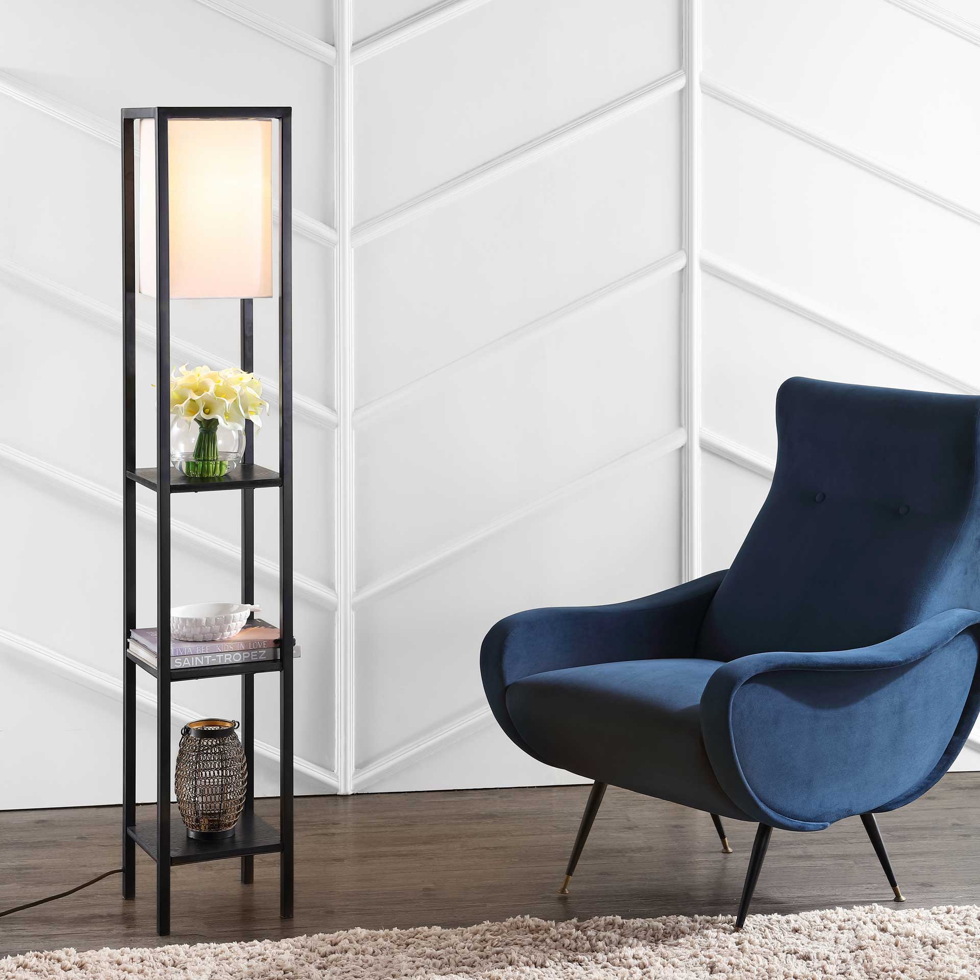 Riley Shelf Floor Lamp Black - Image 4