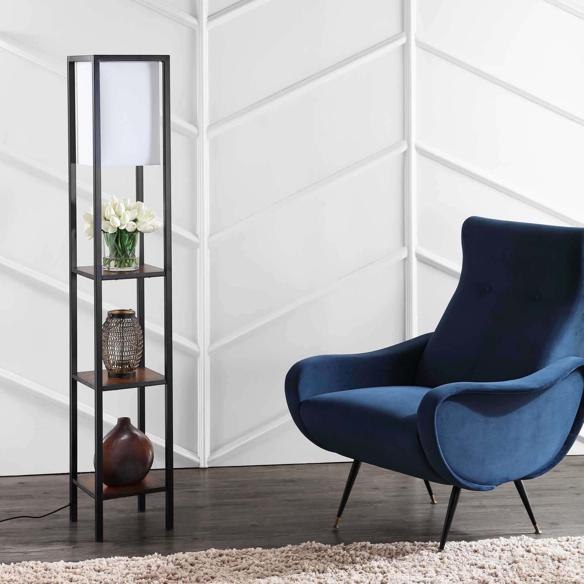 Riley Shelf Floor Lamp Cherry/Black - Image 3
