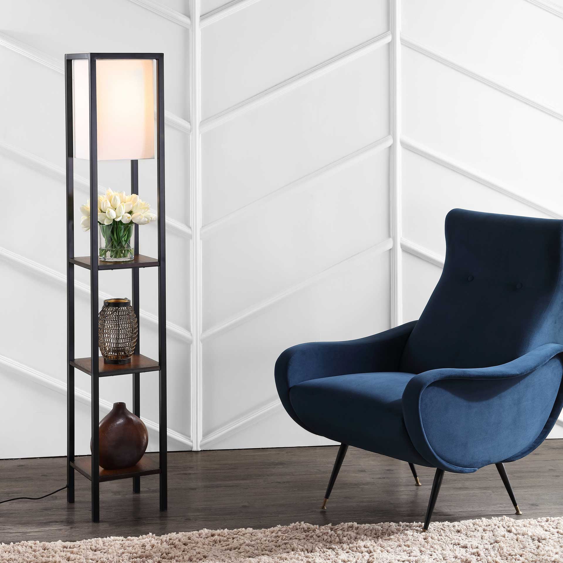 Riley Shelf Floor Lamp Cherry/Black - Image 4