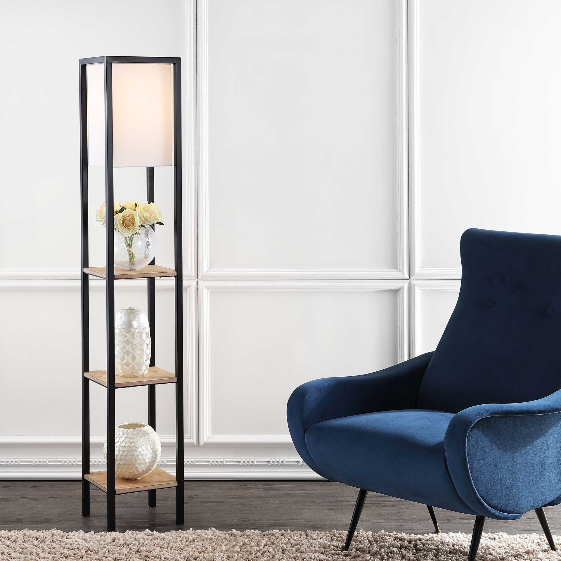 Riley Shelf Floor Lamp Light Brown/Black - Image 4