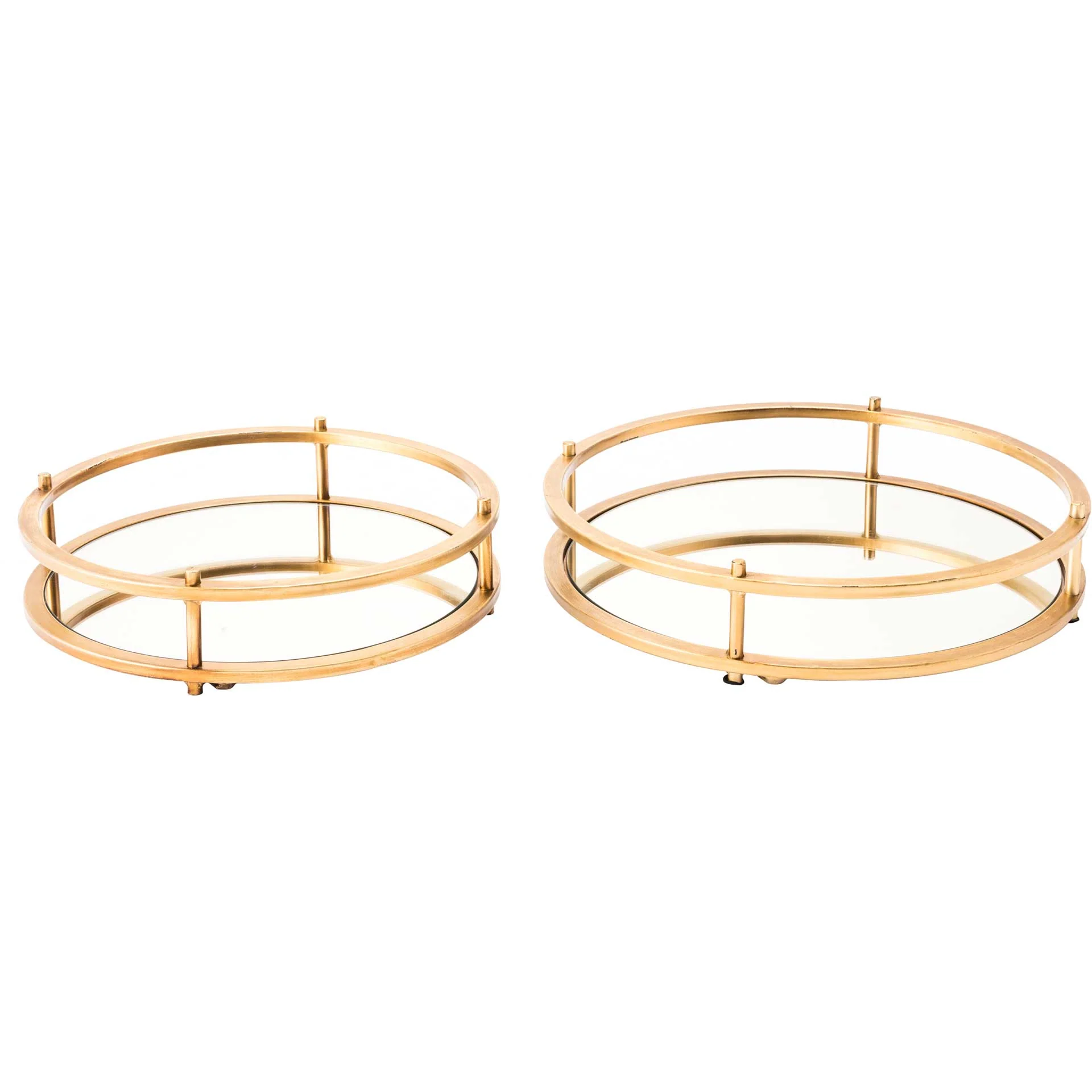 Rings Mirrored Tray Gold (Set of 2) - Image 2