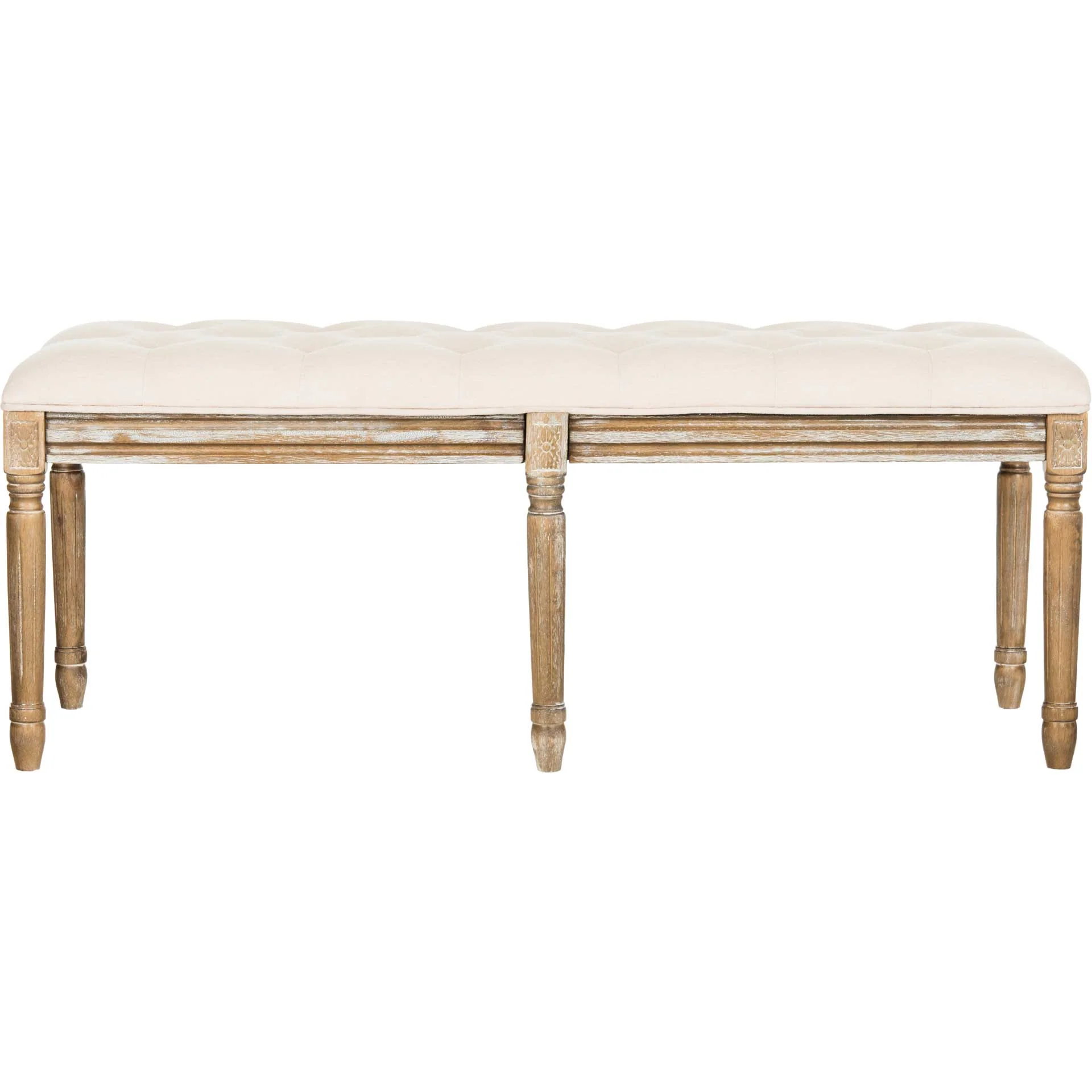 Roam Tufted Wood Bench Beige/Rustic Oak - Image 2
