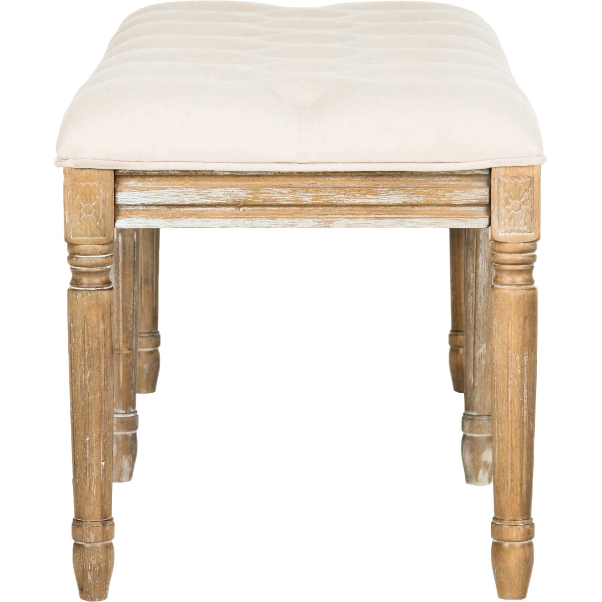 Roam Tufted Wood Bench Beige/Rustic Oak - Image 3