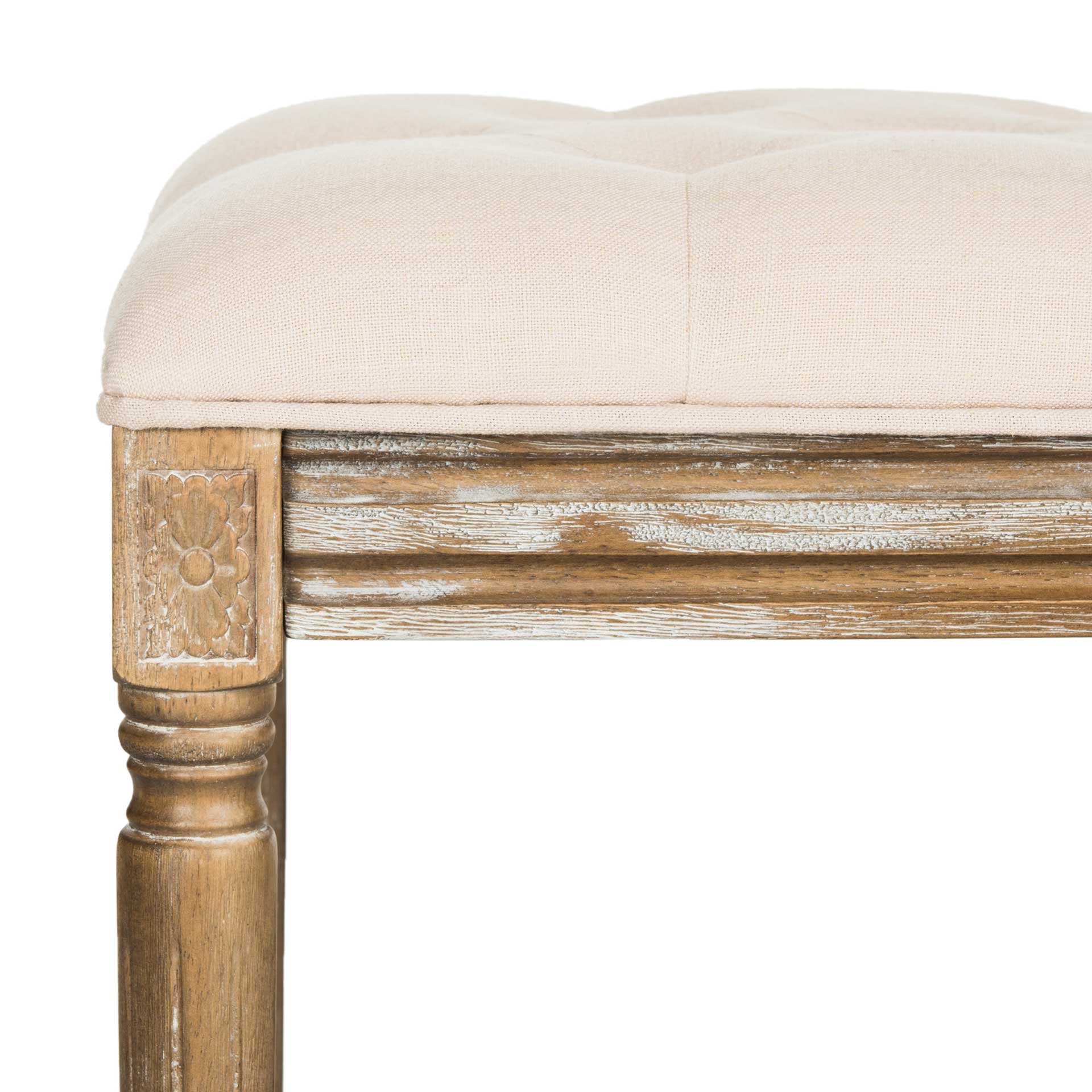 Roam Tufted Wood Bench Beige/Rustic Oak - Image 4