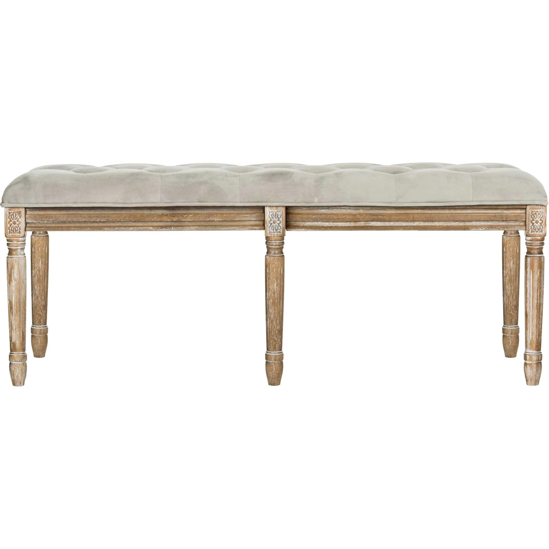 Roam Tufted Wood Bench Gray/Rustic Oak - Image 2