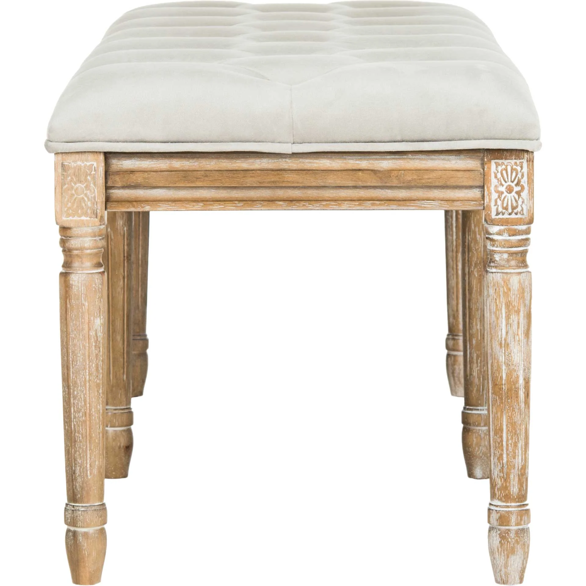 Roam Tufted Wood Bench Gray/Rustic Oak - Image 3